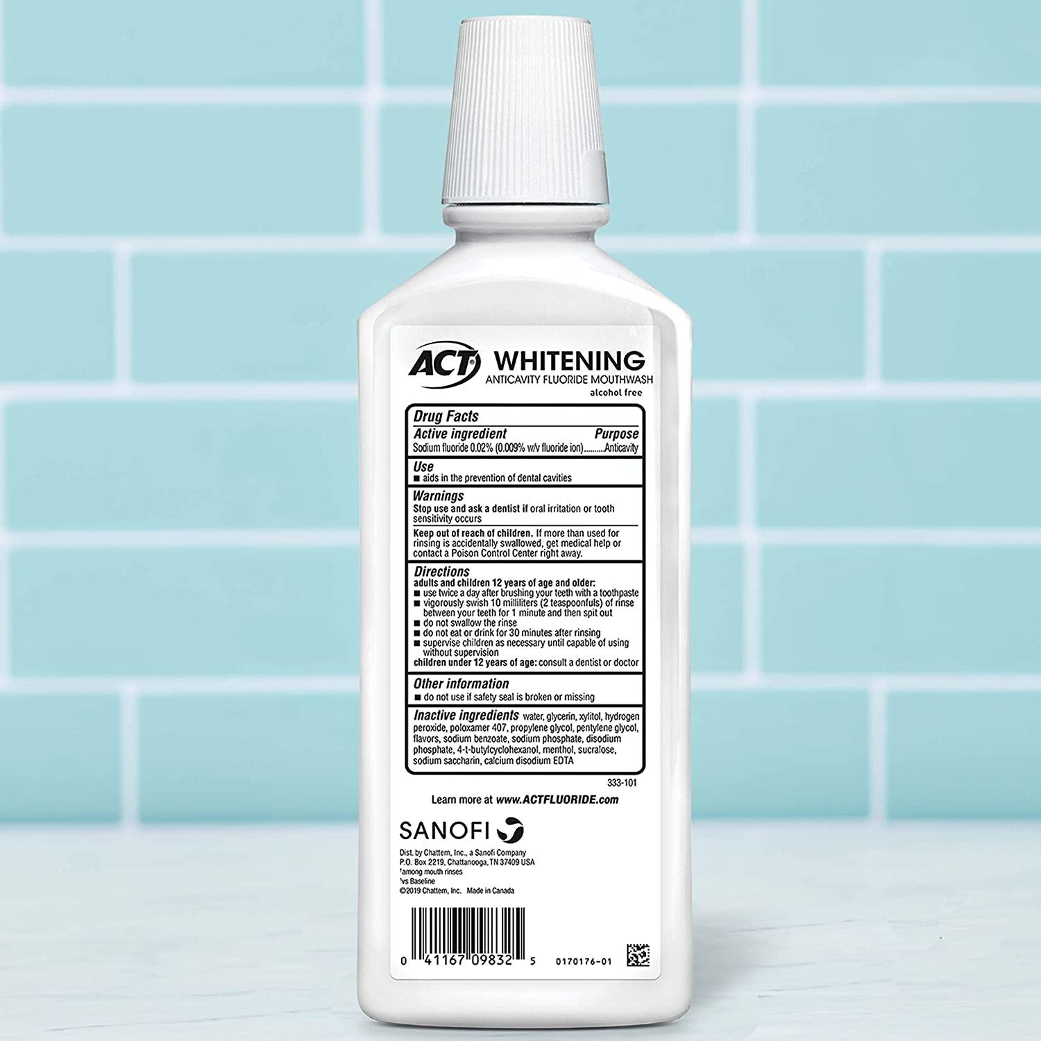 Act Whitening Anticavity Fluoride Mouthwash Alcohol Free Gentle Mint