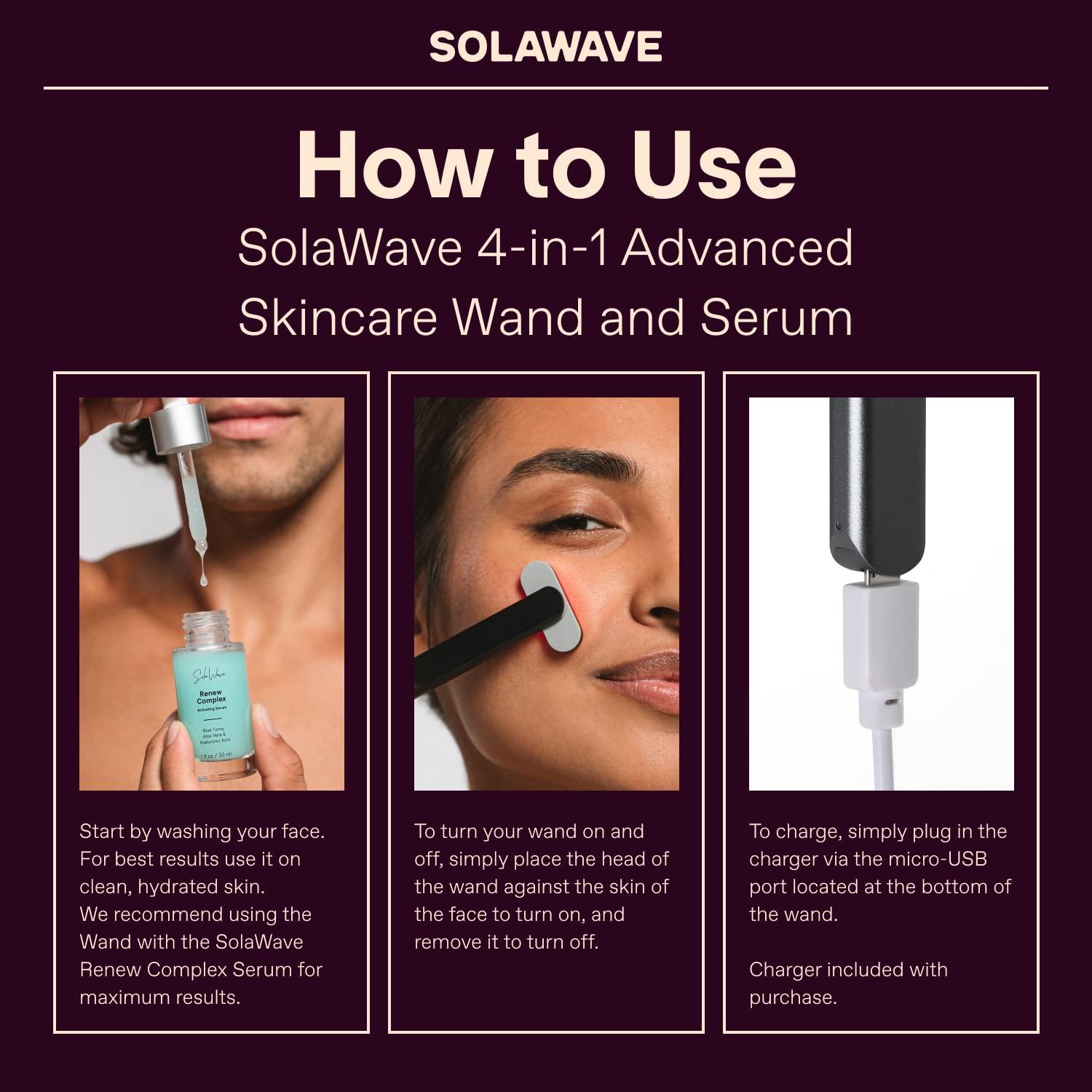 SolaWave 4in1 Facial Wand and Renew Complex Serum Bundle Red Light