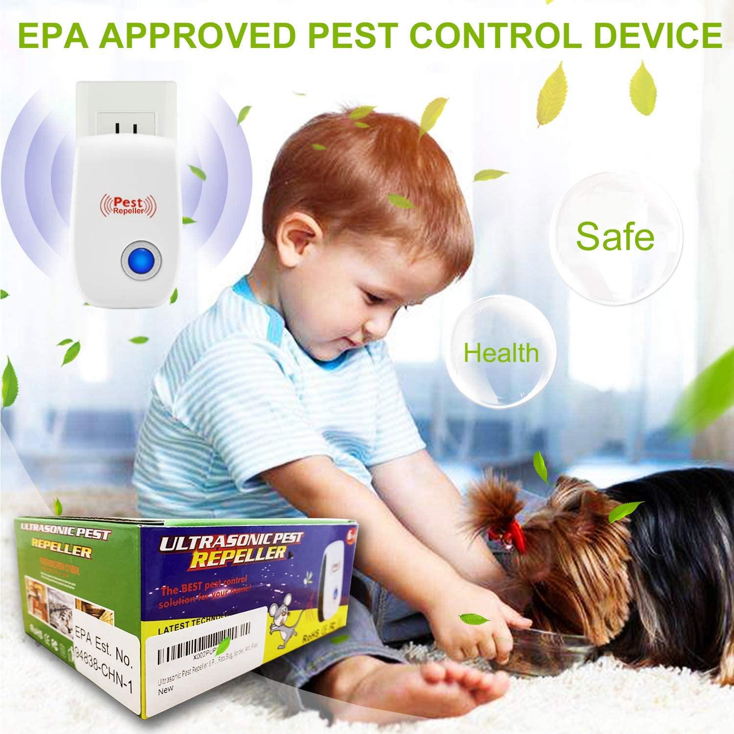 Ultrasonic Pest Repeller Pack of 6, Pest Control Ultrasonic Repellent  Electronic Insects Rodents Repellent for Mosquito, Mouse,  Cockroaches,Rats,Bug, Spider, Ant, Flies