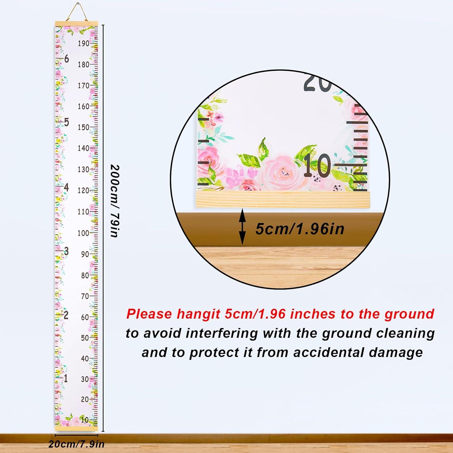 Metallic Floral Kids Height Chart | Growth Chart for Girls & Boys | 7.9 ...