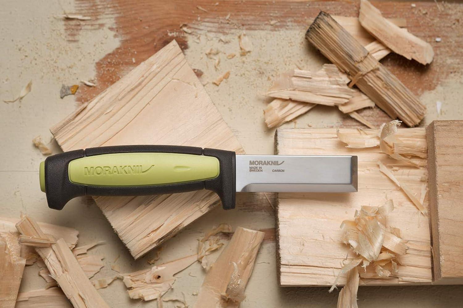 Morakniv Craftline Carbon Steel Wood Chisel Knife With Sheath for Wood  Carving 3 Inch 3.0