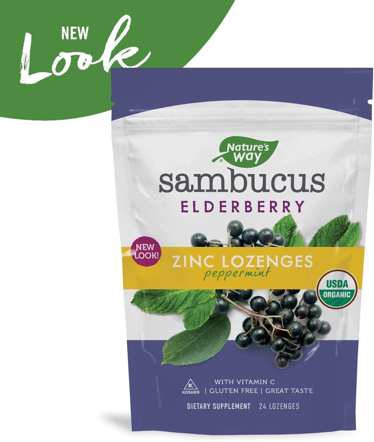 Sambucus Zinc Lozenges with Elderberry & Vitamin C 24 Mint Flavor Immune Support