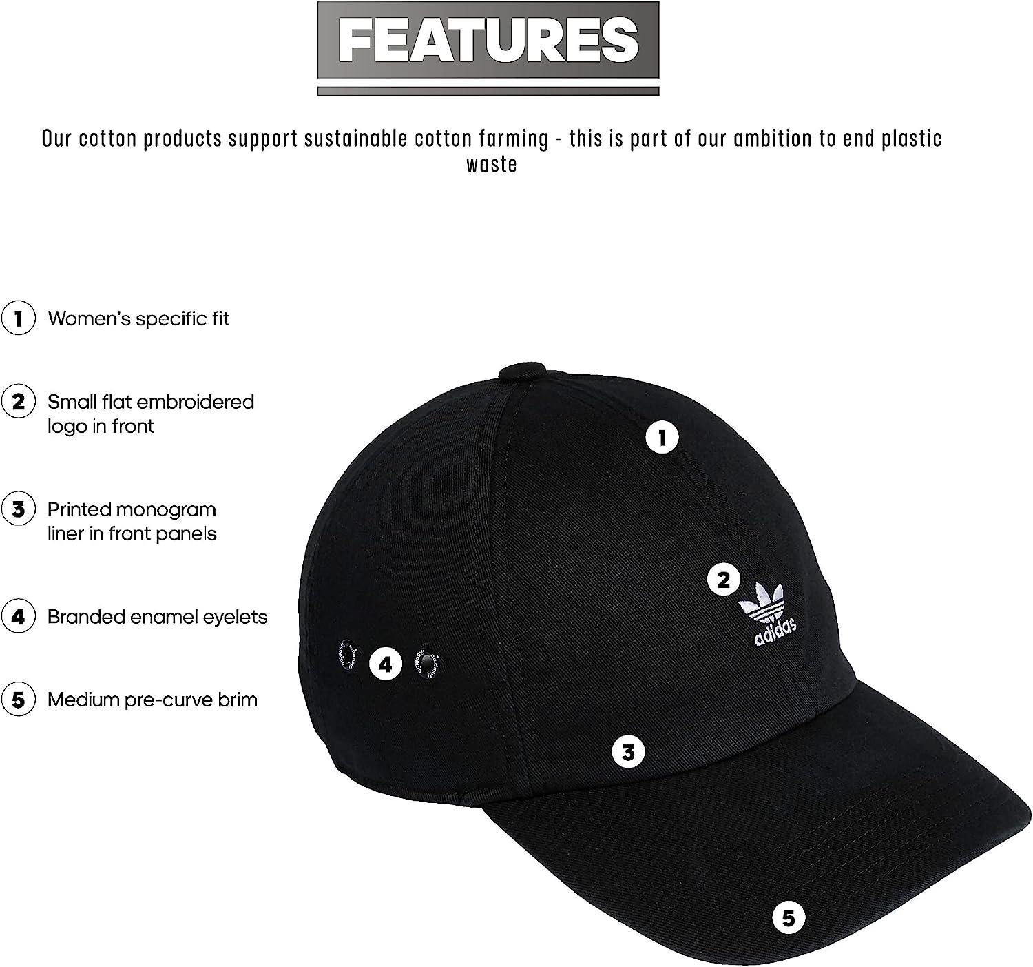 adidas Originals Women's Mini Logo Relaxed Adjustable Cap One Size Black /White