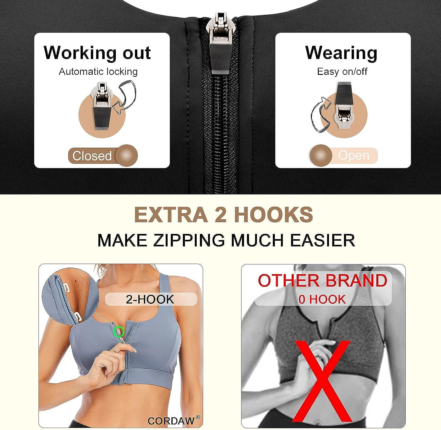 Women Bra High Impact Front Zipper Full Coverage， Cross Back Support  Wirefree Workout Sports Bra (Color : Honeydew Powder, Size : 40D) :  : Clothing, Shoes & Accessories