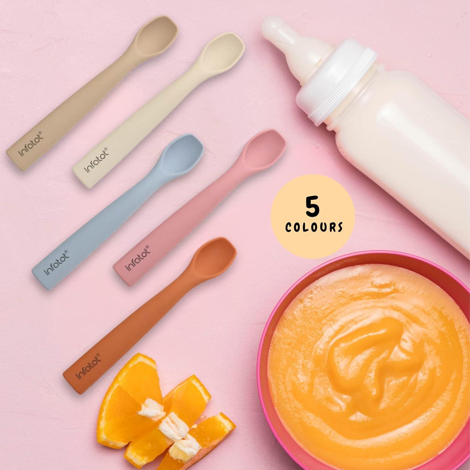 Infatot Silicone Baby Weaning Spoons Set Orange Months+