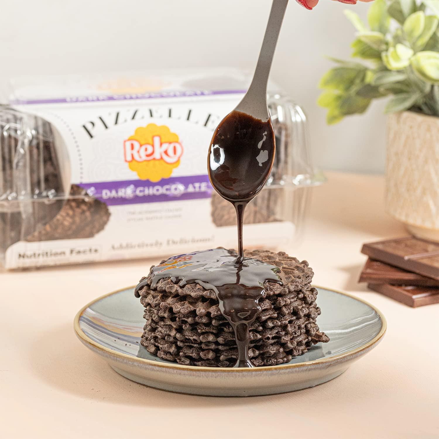 Reko Pizzelle Authentic Italian Style Waffle Cookie, Chocolate, 7 Ounce