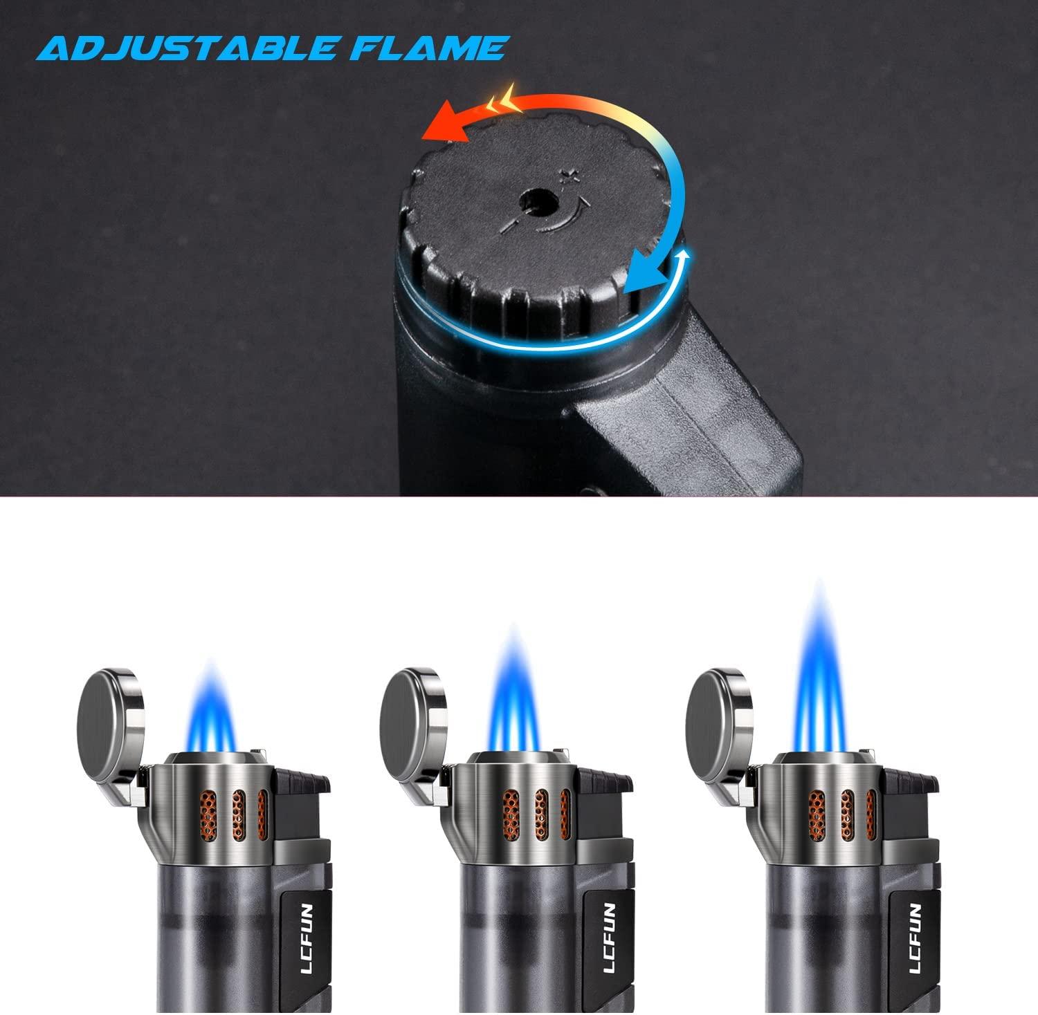 Torch Lighter 2 Pack Triple Jet Lighter Refillable Butane Lighter Fluid