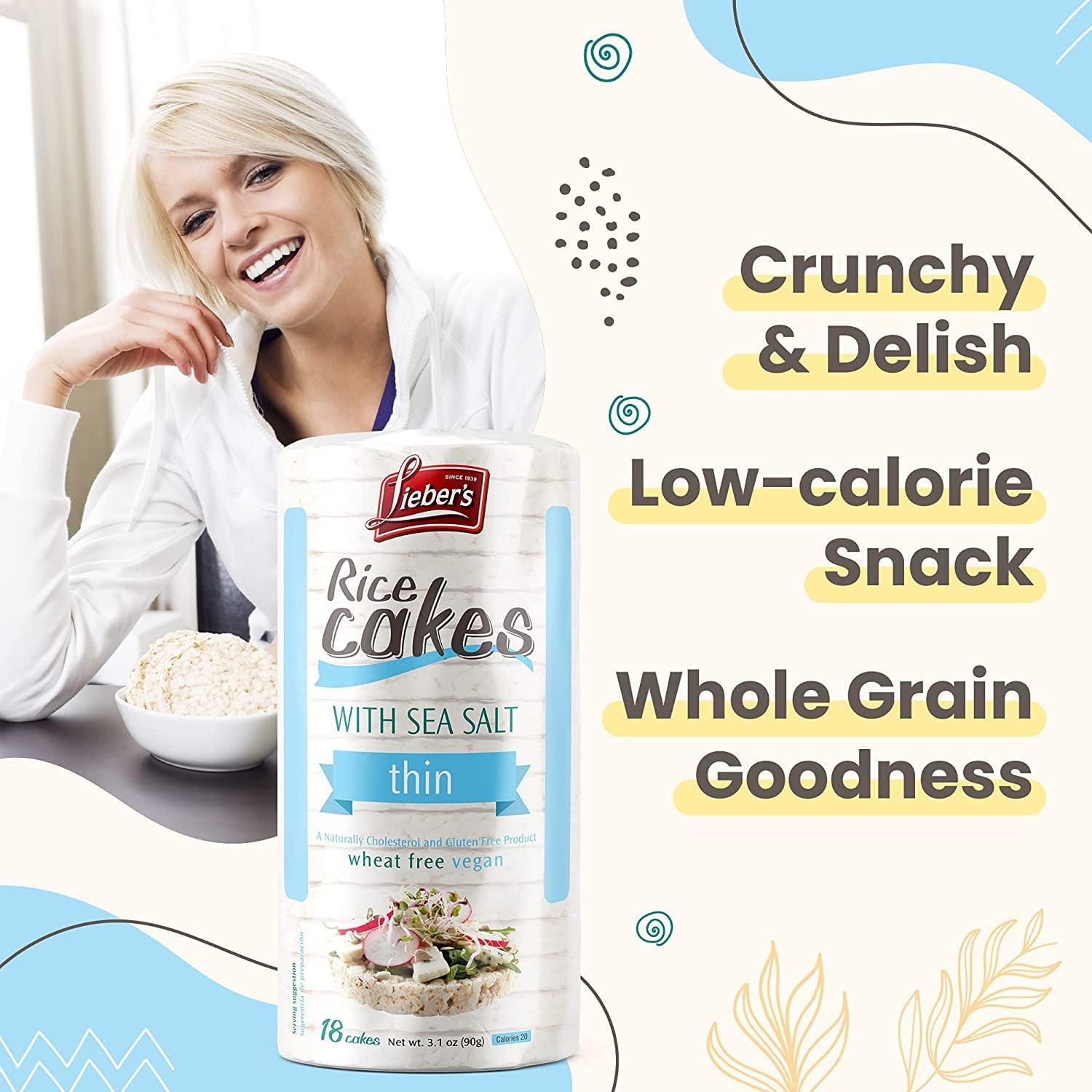 Lieber's Thin Rice Cakes, Kosher Certified Snack, Dairy Free, Wheat