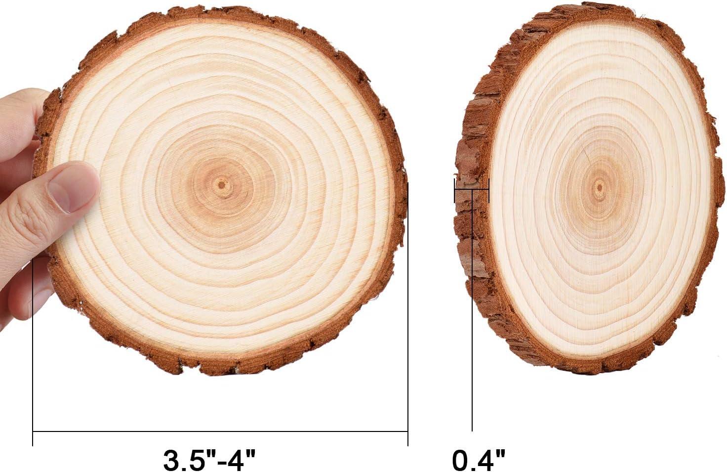 30 Pcs Natural Wood Slices for Crafts DIY Unfinished, 3.5-4 Dia 1/4-1/2  Thick