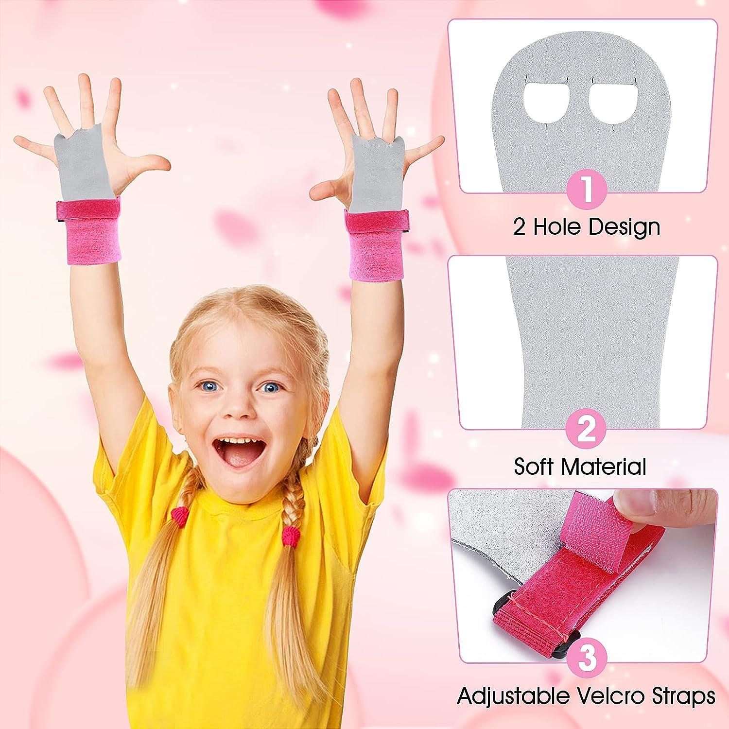 Abeillo 2 Pink Gymnastics Grips Wristbands Set for Girls Kids Hand