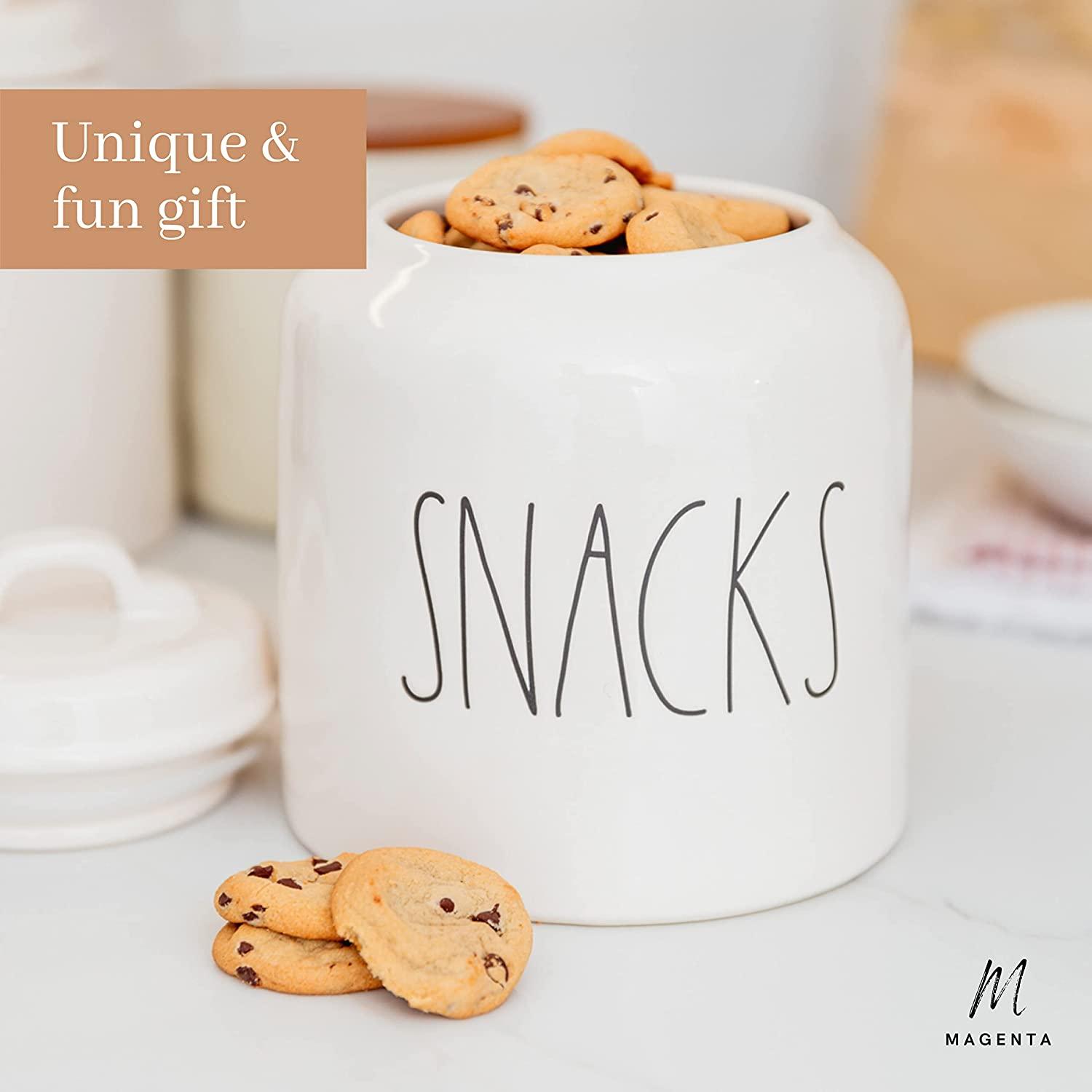 Rae Dunn Ceramic Cookie Jar for Snack Storage, Stoneware Treat Canister