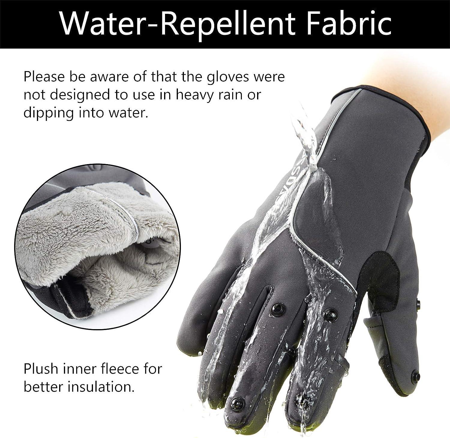 BASSDASH WintePro Insulated Fishing Gloves Water Repellent with Fleece  Lining Cold Weather Winter Gloves for Men Women Ice Fishing Hunting  Photography Hiking Grey X-Large