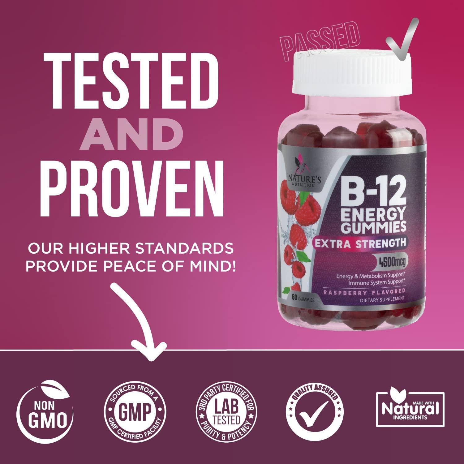High Absorption Vitamin B12 Gummies 4500mcg for Energy Support 60