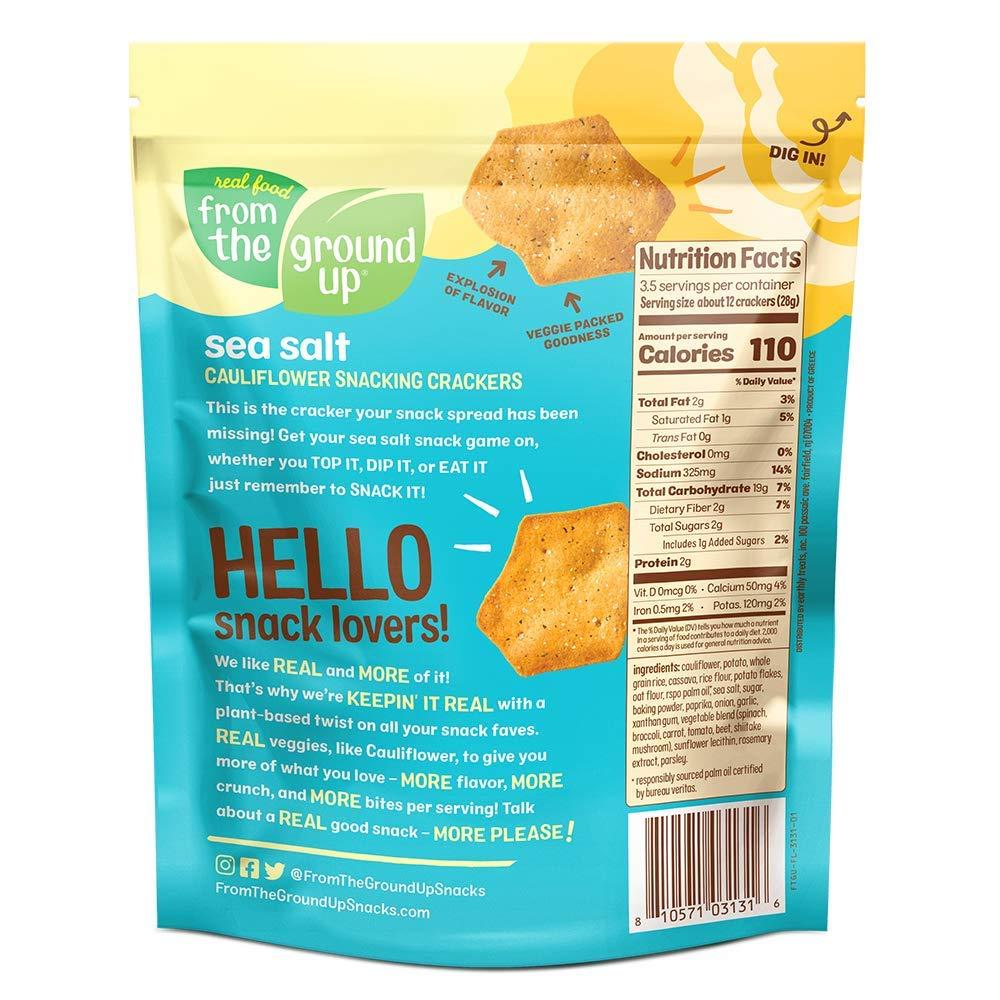 Real Food From The Ground Up Cauliflower Snacking Crackers 6Pack Snack Bags (Sea Salt)