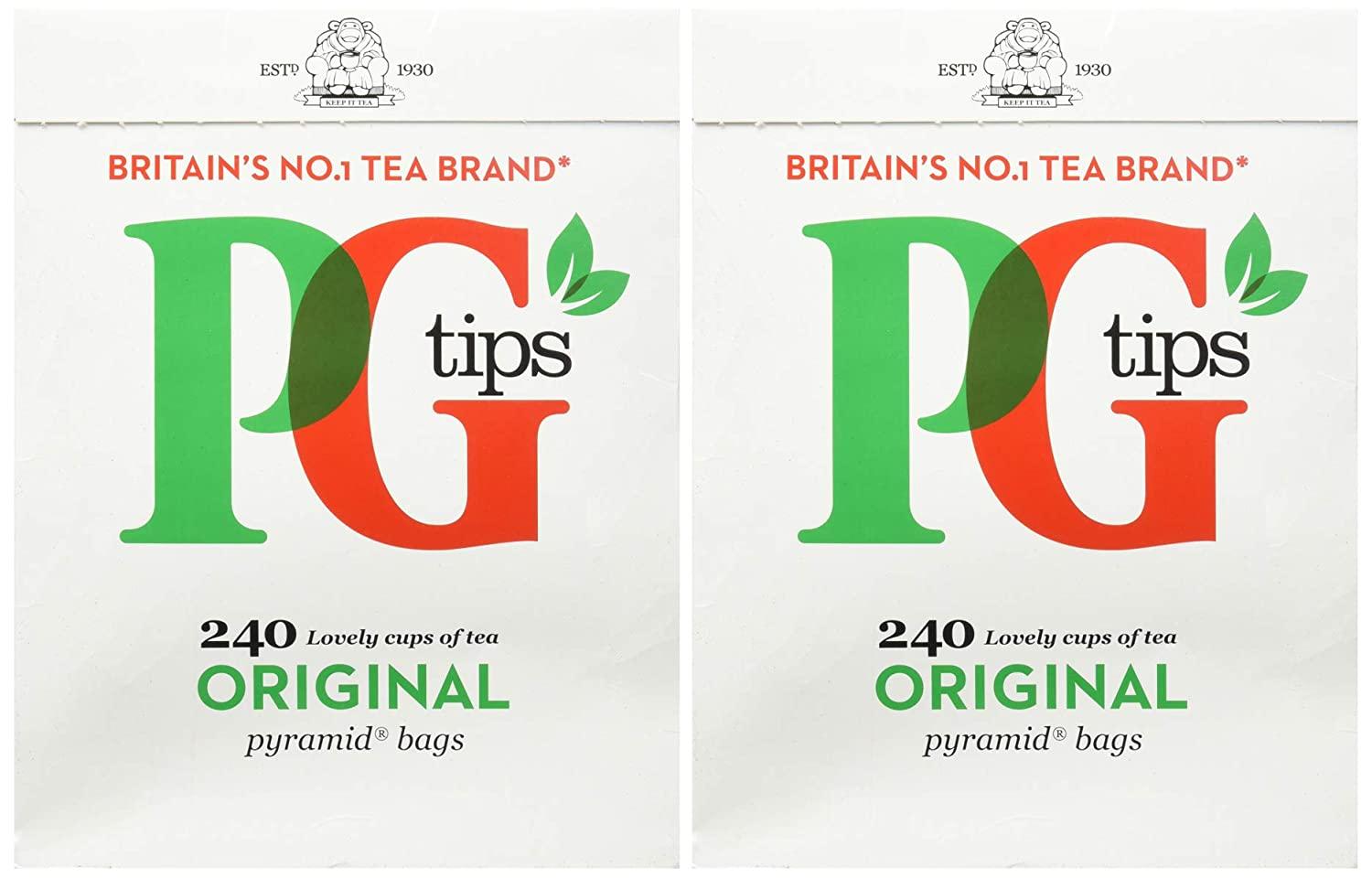 PG Tips Black Tea, Pyramid Tea Bags, 240Count Box (Pack of 2)