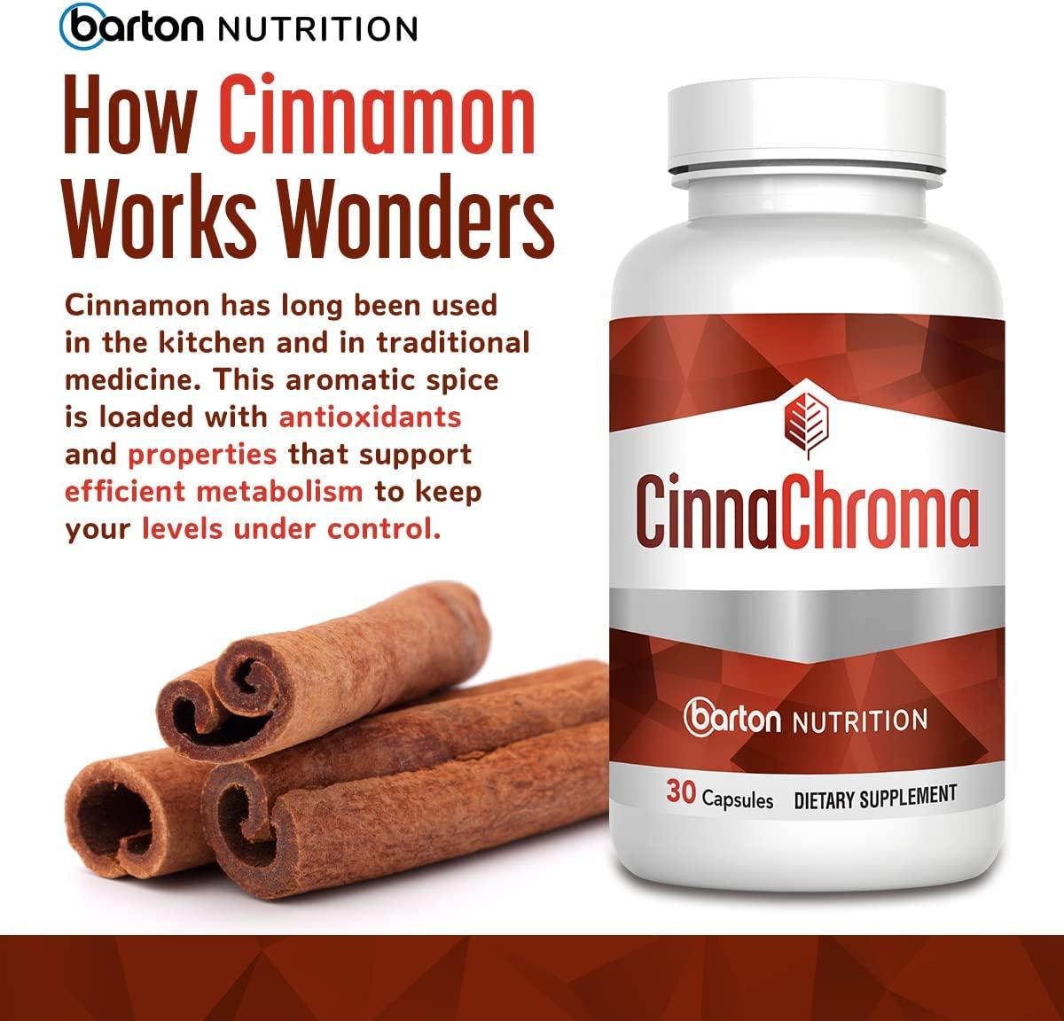 Barton CinnaChroma Cinnamon Capsules 30 Capsules with Chromium and