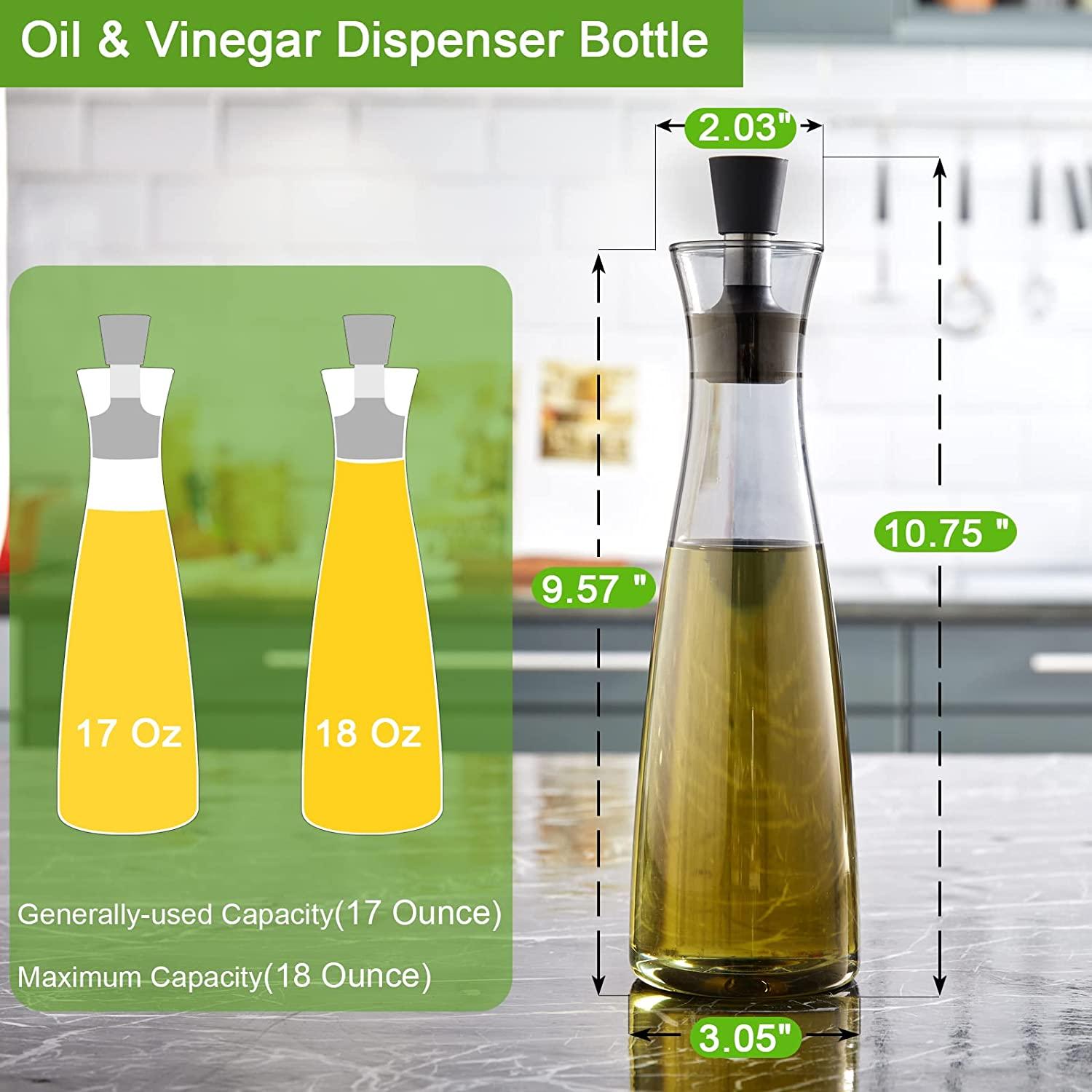 Glass Olive Oil Dispenser, Bivvclaz 18 Ounce Oil and Vinegar Dispenser