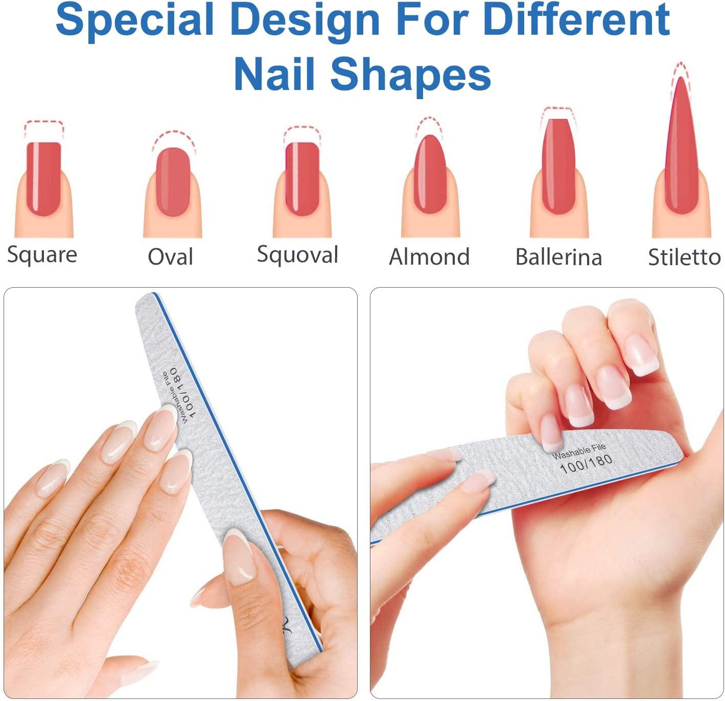 Nail Files for Acrylic Nails Realove 100/180 Grit Nail Files for