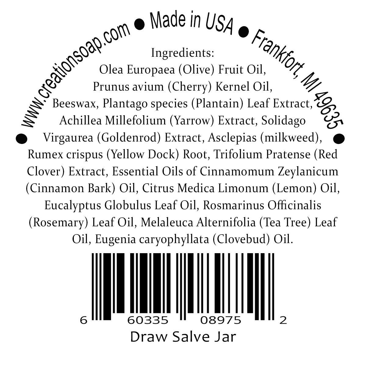 Creation Farm Drawing Salve Draw Salve Herbal Skin care. 4 OZ Herb