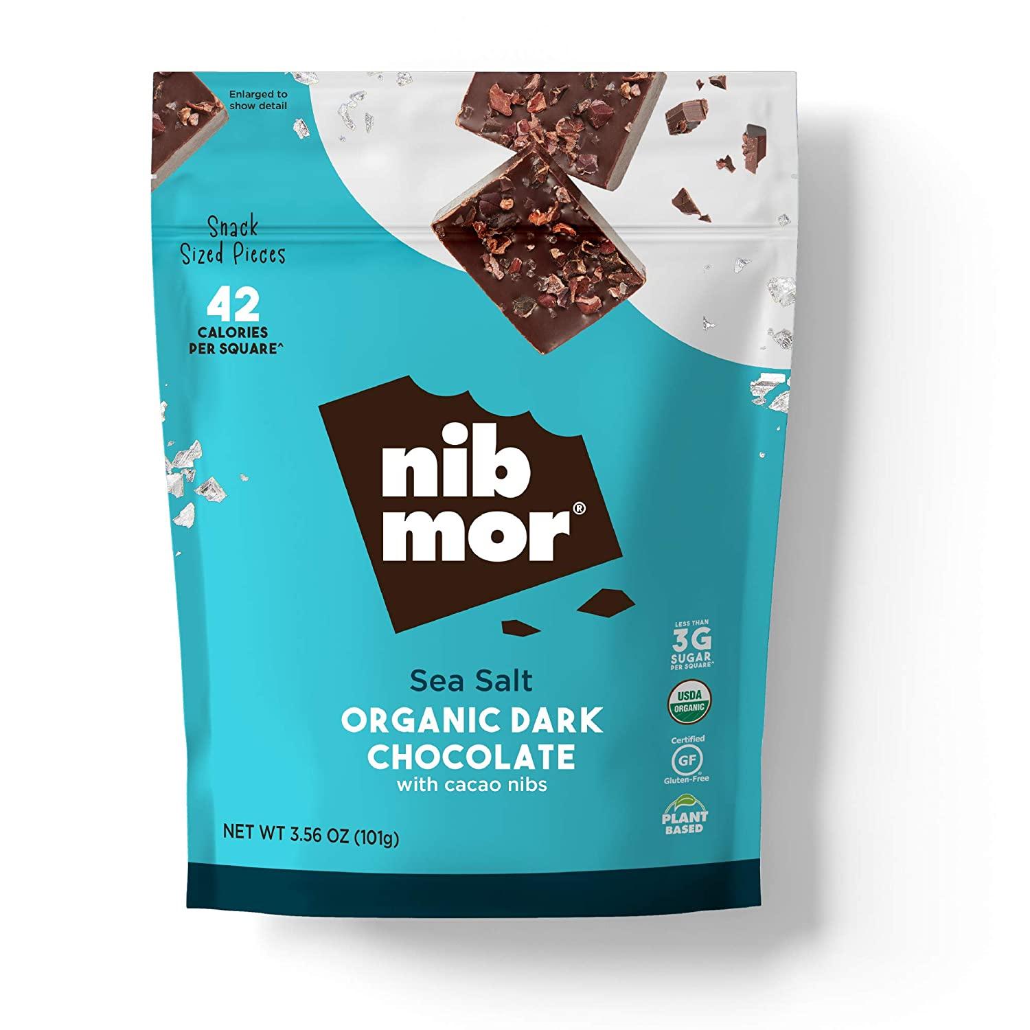 nib mor Vegan Dark Chocolate Sea Salt with Cacao Nibs Pack of 6 3