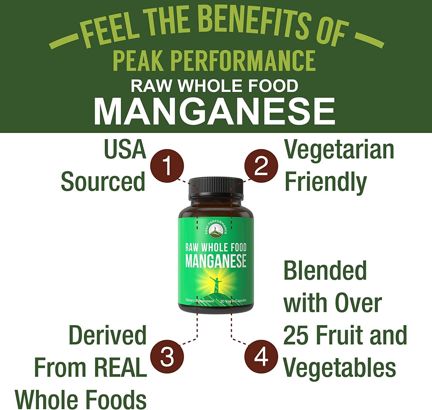 Raw Whole Food Manganese Supplement Supports Connective Tissue & Bone