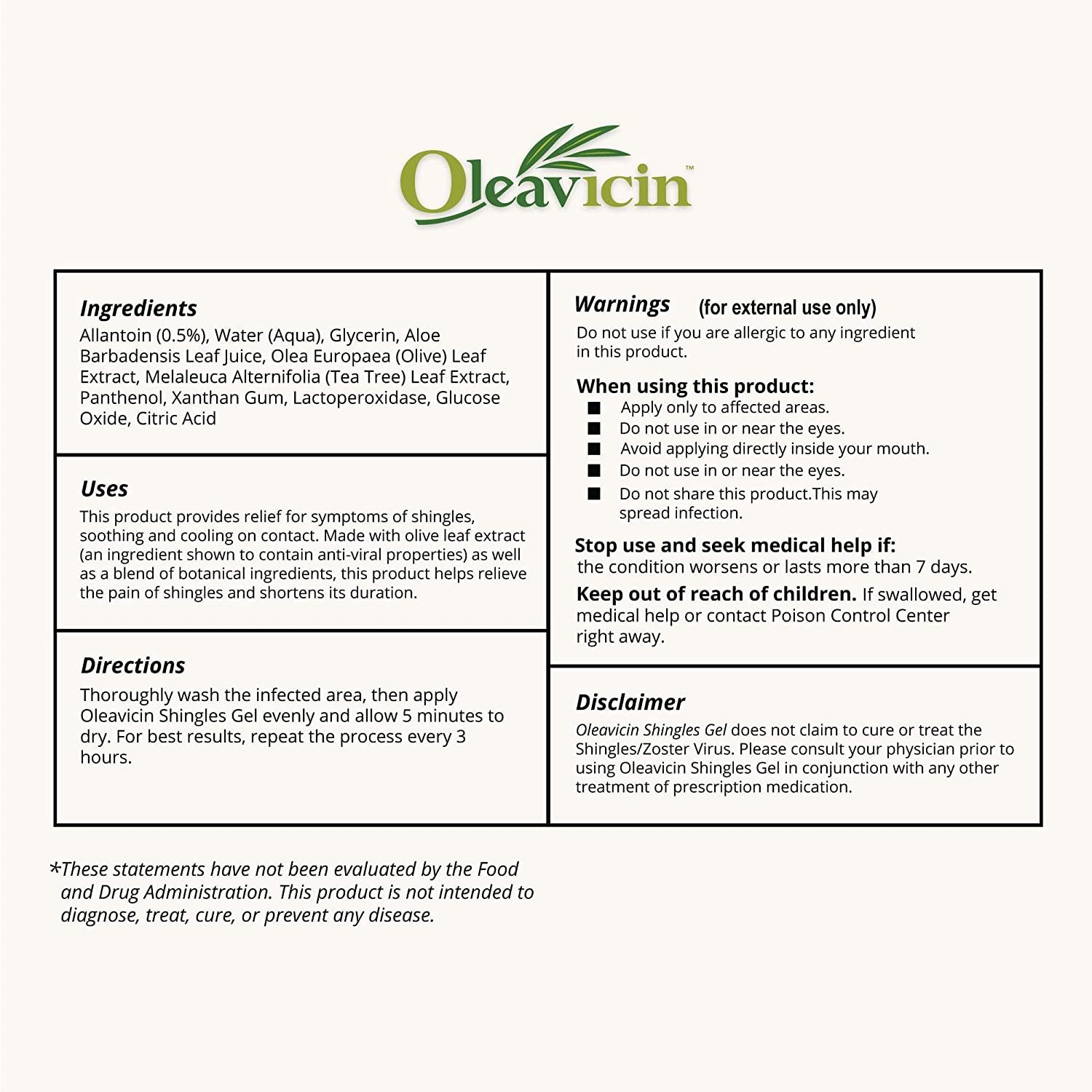 Oleavicin Shingles Pain Relief Cream Natural Treatment for Shingles