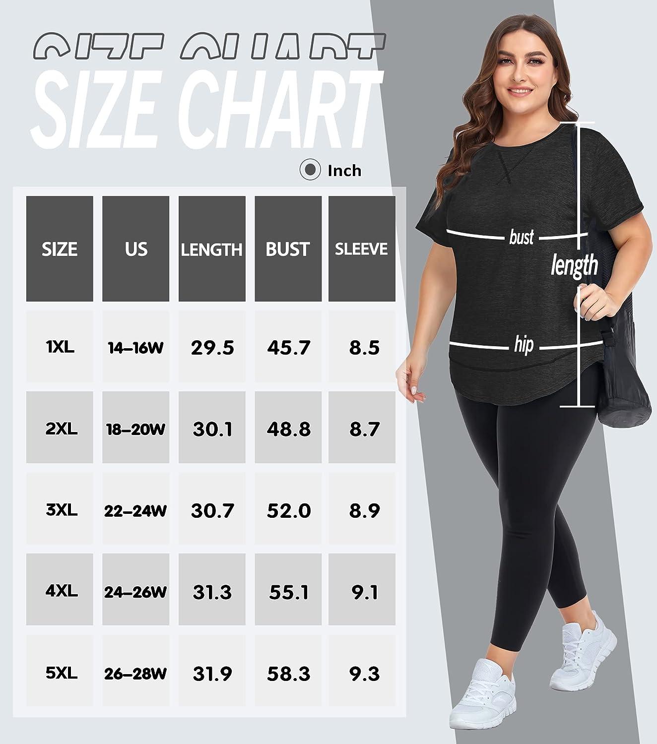 COOTRY Plus Size Workout Tops for Women Short Sleeve Loose fit Shirts  Athletic Gym Yoga Clothing 2X Black