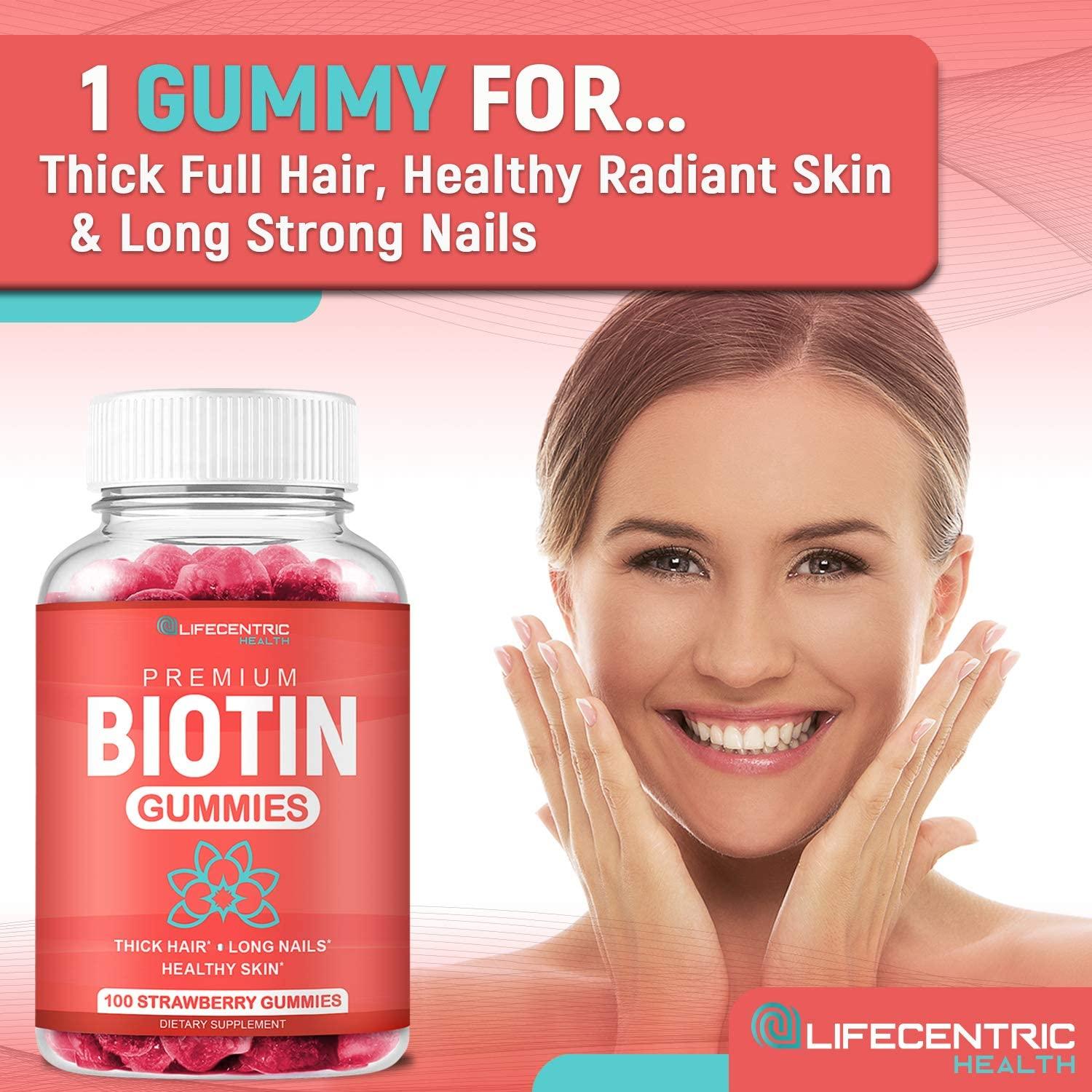 Biotin Gummies for Hair Growth Max Strength Biotin 10000mcg Prevents