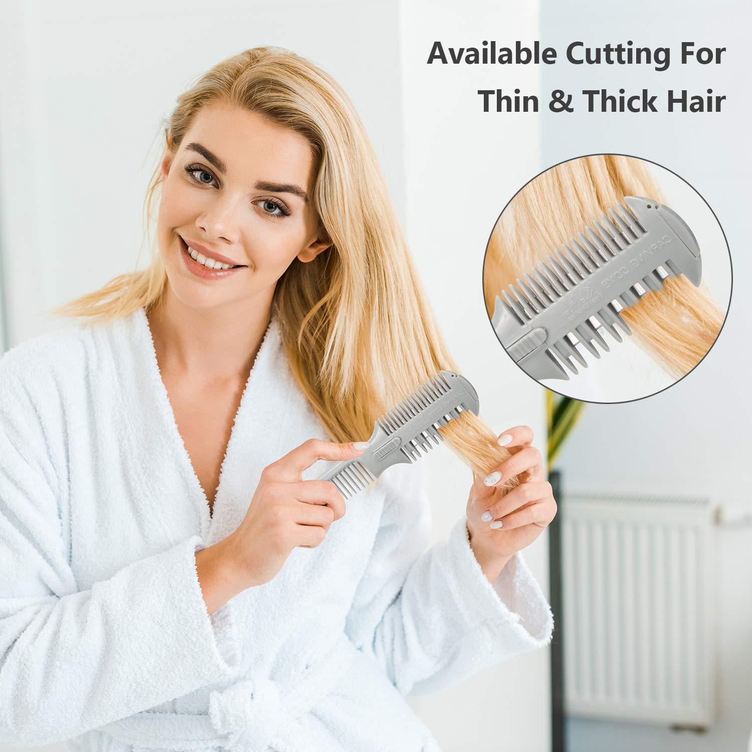 3 Pieces Hair Cutter Comb Double Sided Hair Razor Comb Hair Thinning Comb Styling Razor Combs with 10 Pieces Blade, Hair Shaper Razor with for Hair Thinning Cutting Styling