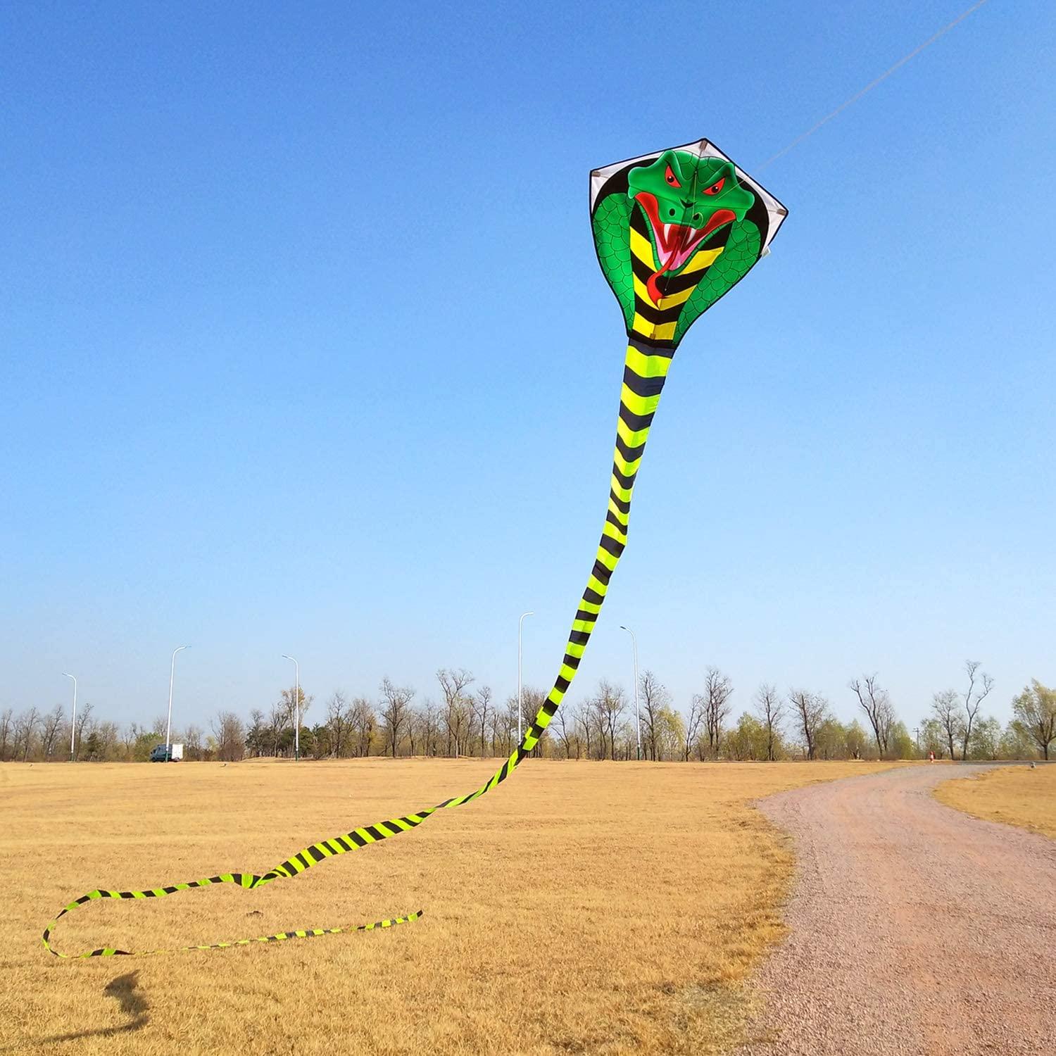 Large Cobra Kite for Adults Kids Boys with Super Long Tail (49 ft