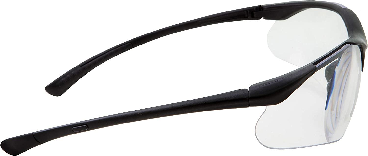 Full Lens Magnification Safety Glasses with Black Frame Clear Lens