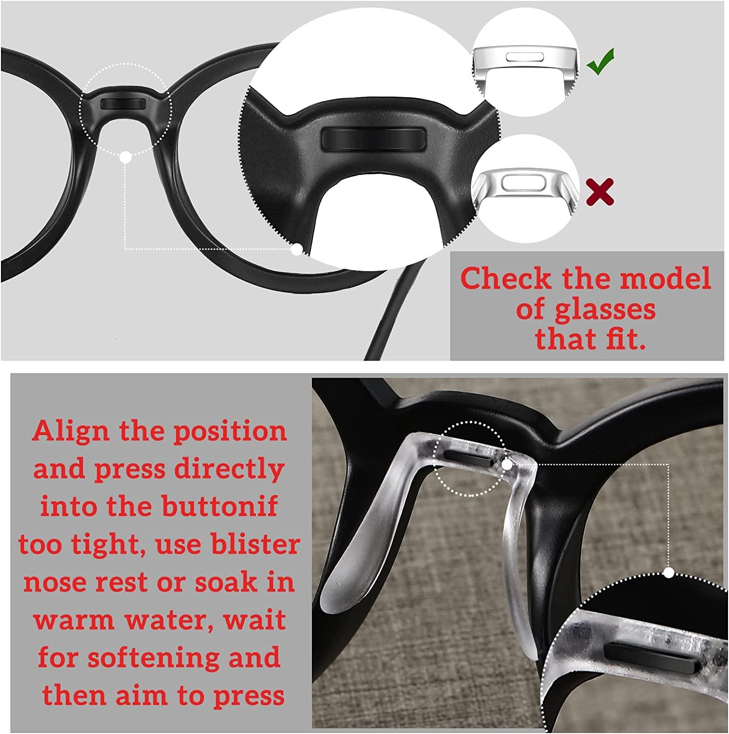 12 Pieces U Shaped Eyeglasses Nose Pads Bridge Plastic Eye Glasses Nose  Support Pads Anti Slip Nose Pieces for Eyeglasses Soft Plug-in Air Chamber Glasses  Nose Guard Eyewear Accessories (6 Styles)