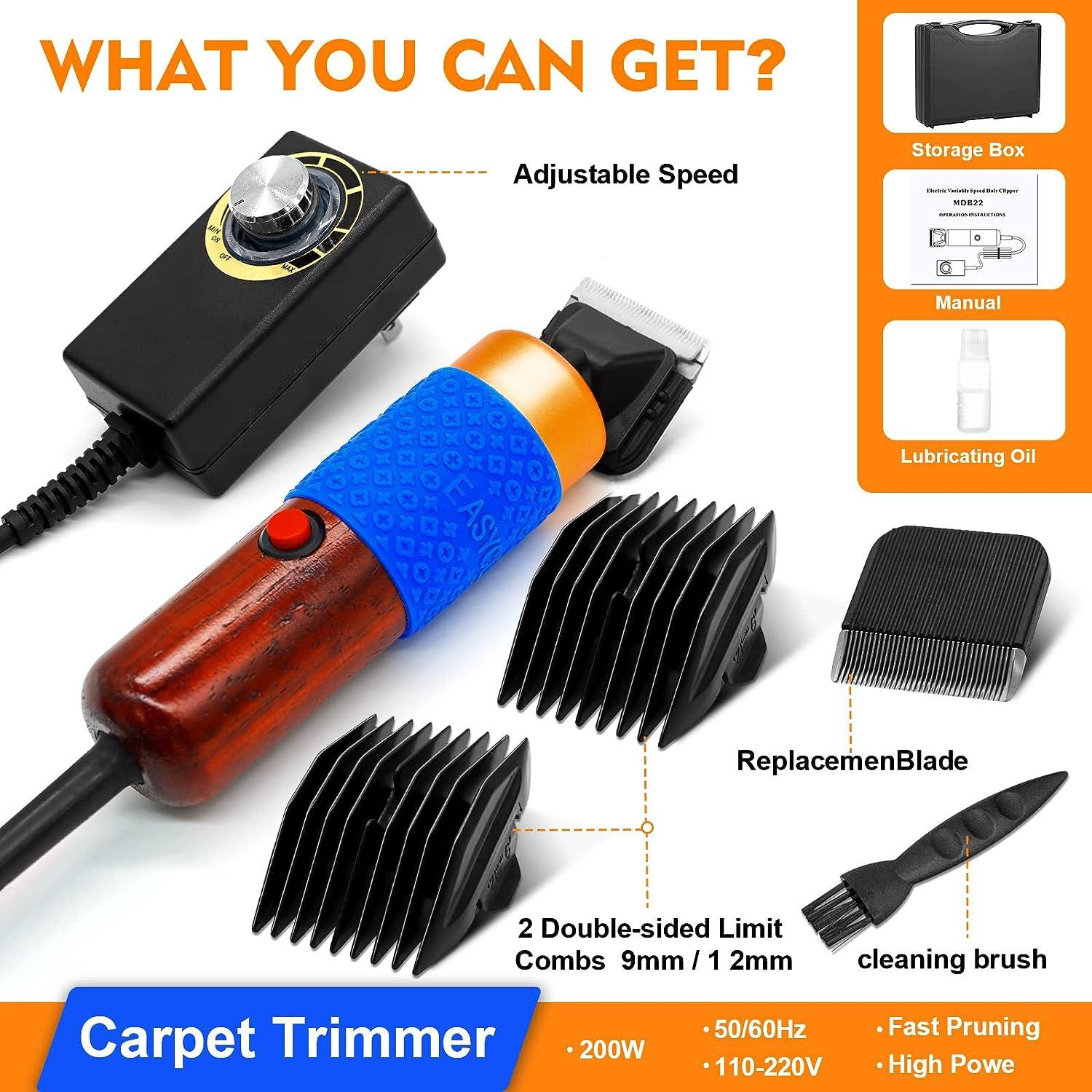 Electric Carpet Tufting Trimmer Carpet Shaver Speed Adjustable Rug Tufting  Carving Machine Wool Mower Pet Hair Trimmer