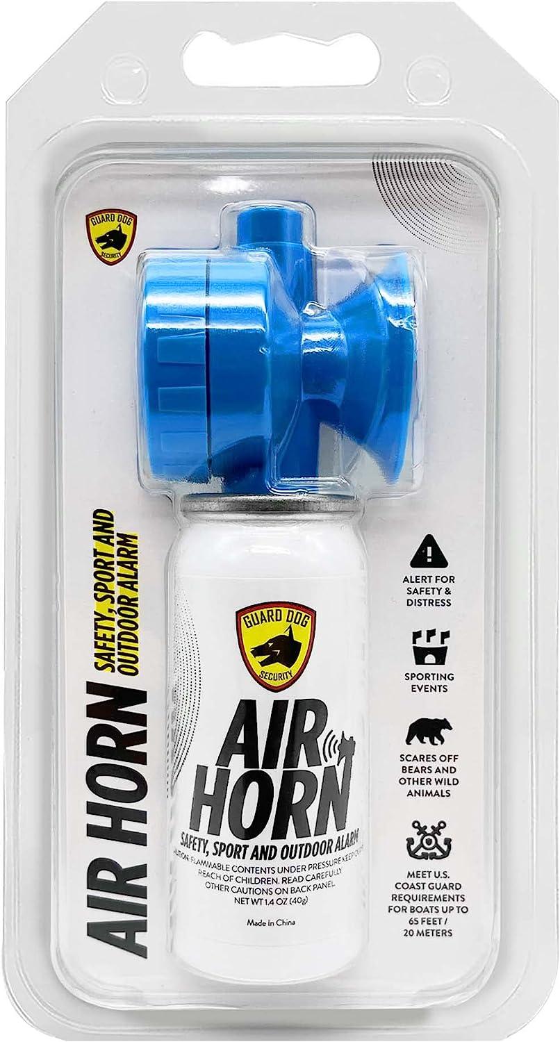 Guard Dog Security Air Horn for Boating, Sporting events & Outdoor alarm - Very  Loud Canned Boat Accessories - 120 dB can be heard 1 mile away - 1.4oz Can  (1.4 oz With horn)