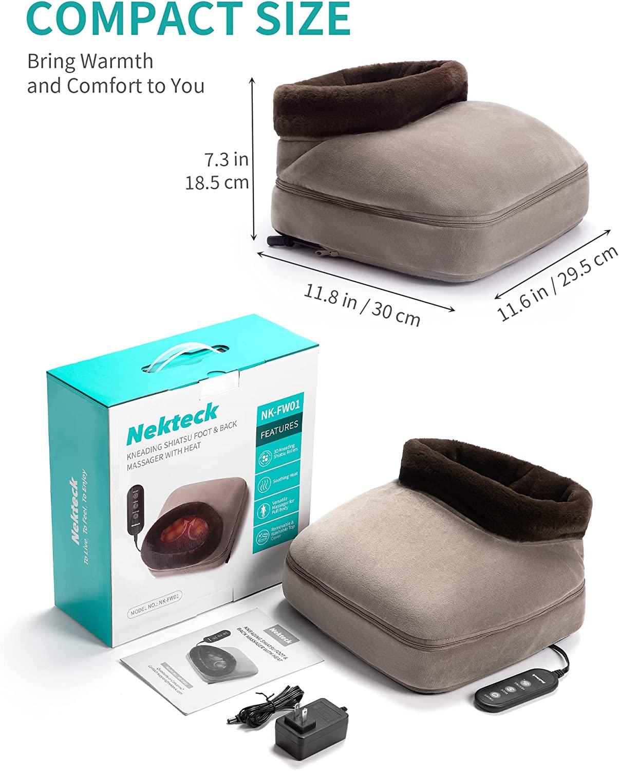 Review Nekteck Shiatsu Neck Massager with Heat Deep Tissue Pain Relief for  Home & Car Travel 