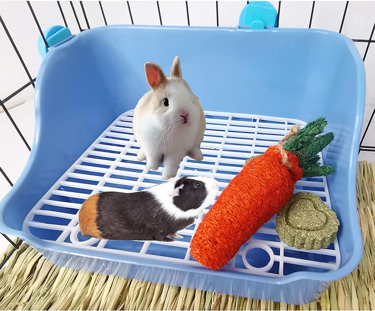 Small Animal Rabbit Litter Toilet, Plastic Square Cage Box, Corner Pan