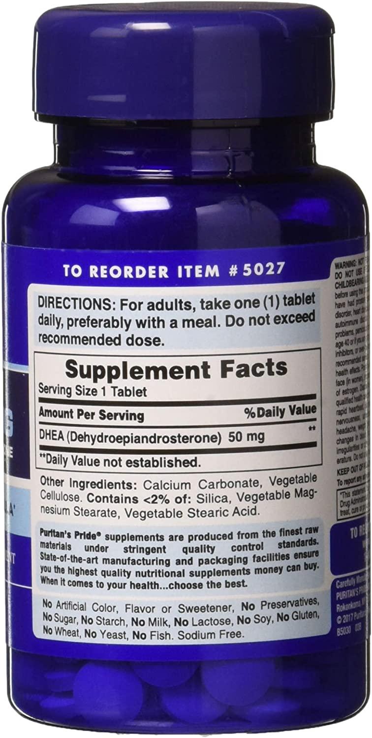 DHEA 50Mg May Promote Sugar Metabolism 100 Count by Puritan's Pride