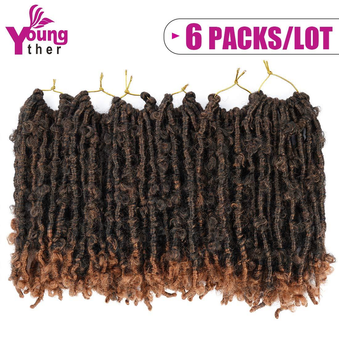 Butterfly Crochet Locs 12 Inch 6 Pack Pre Looped Crochet Butterfly Locs 12  In Short Distressed Butterfly Locs Crochet Hair (12 Inch, T30) 12 Inch  (Pack of 6) T30