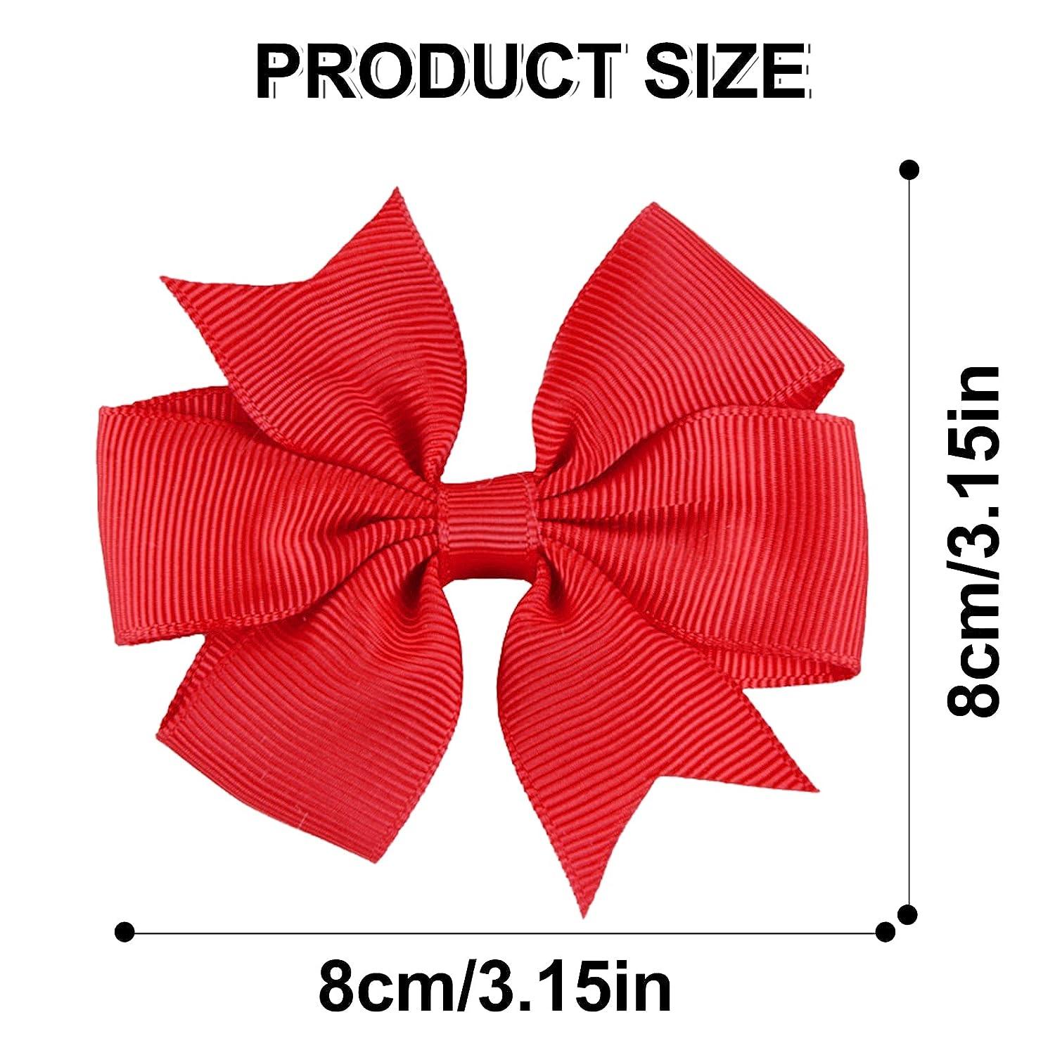 BLMHTWO 4PCS Ribbon Hair Bows Clips 3.2inch Solid Color Red Hair Bow Clips  Grosgrain Alligator Hair Clips Red Bows Barrettes Clips for Women Girls  School Cheerleading (Red)