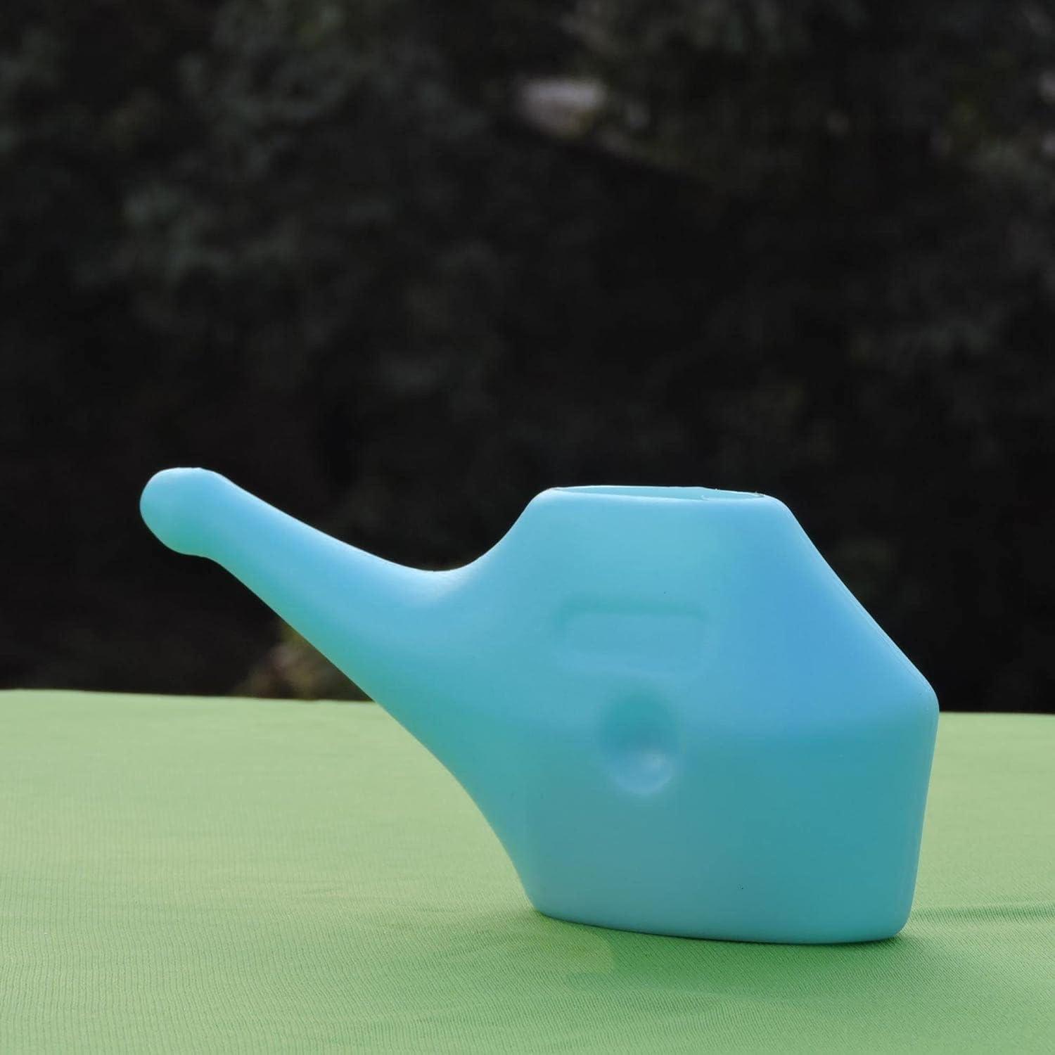 Set of 2 LightWeight Neti Pots Unbreakable Plastic for Travel Includes 5 Sachets Salt + 2