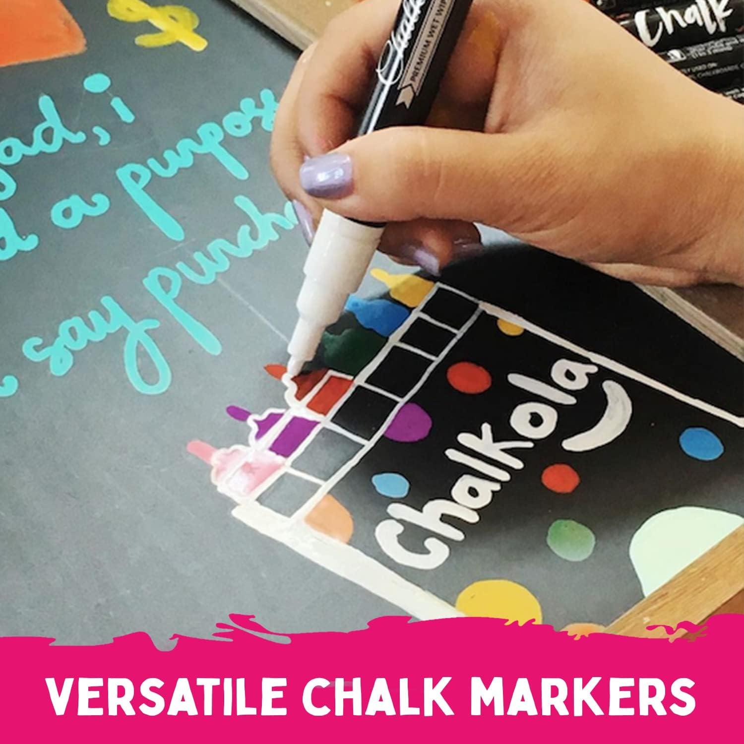Metallic Liquid Chalk Markers Fine Tip - Dry Erase Marker Pen for  Chalkboard Signs, Windows, Blackboard, Glass - 3mm Reversible Tip (10 Pack)