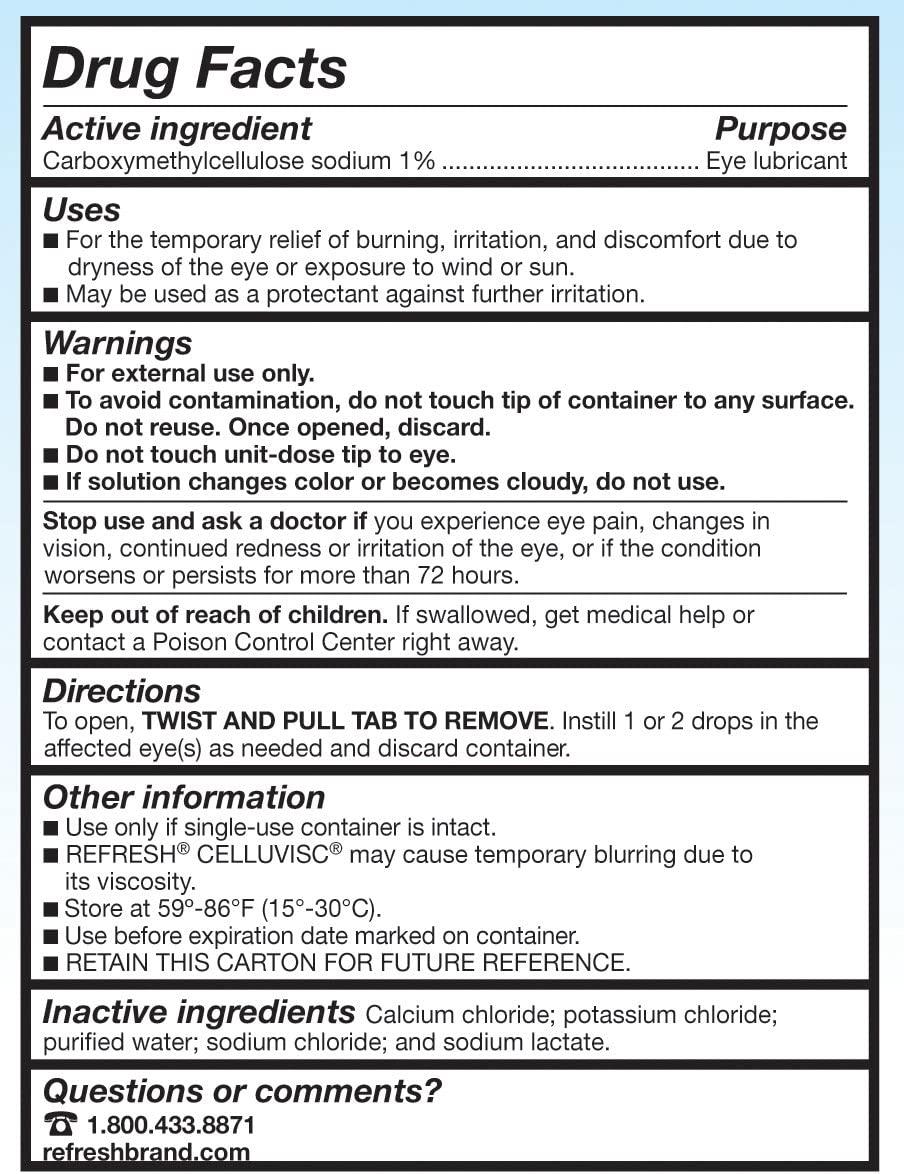 Refresh Celluvisc Lubricant Eye Gel Drops 30 SingleUse Containers