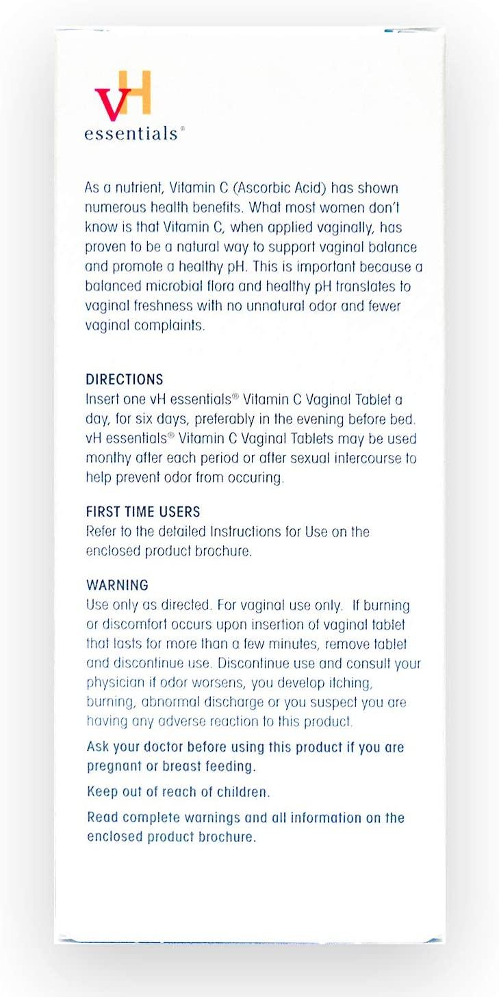 vH essentials Vitamin C Vaginal Tablet Boric Acid Suppository Alternative Supports Healthy