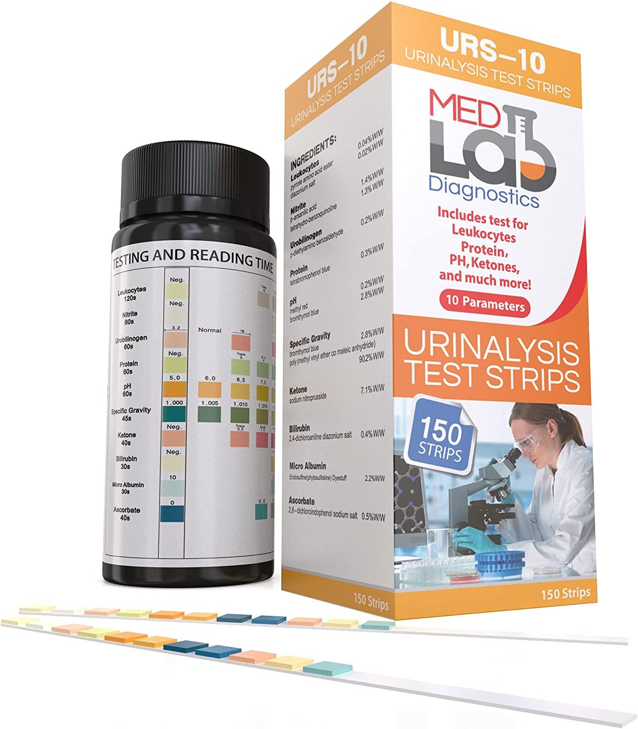 150 Count Urine Test Strips Tests for Ketosis, pH, Protein, UTI