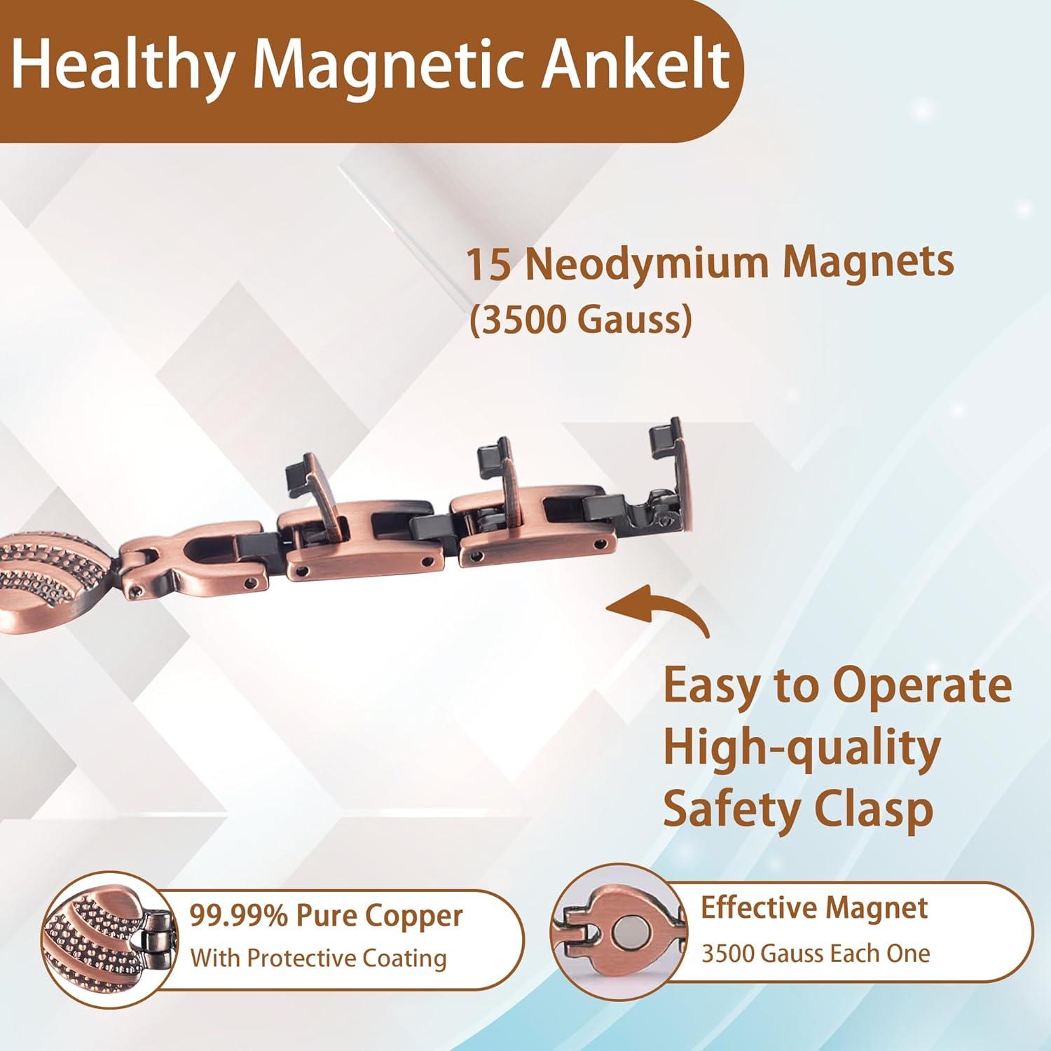 MagVIVACE Copper Magnetic Anklet Bracelet for Women Relief