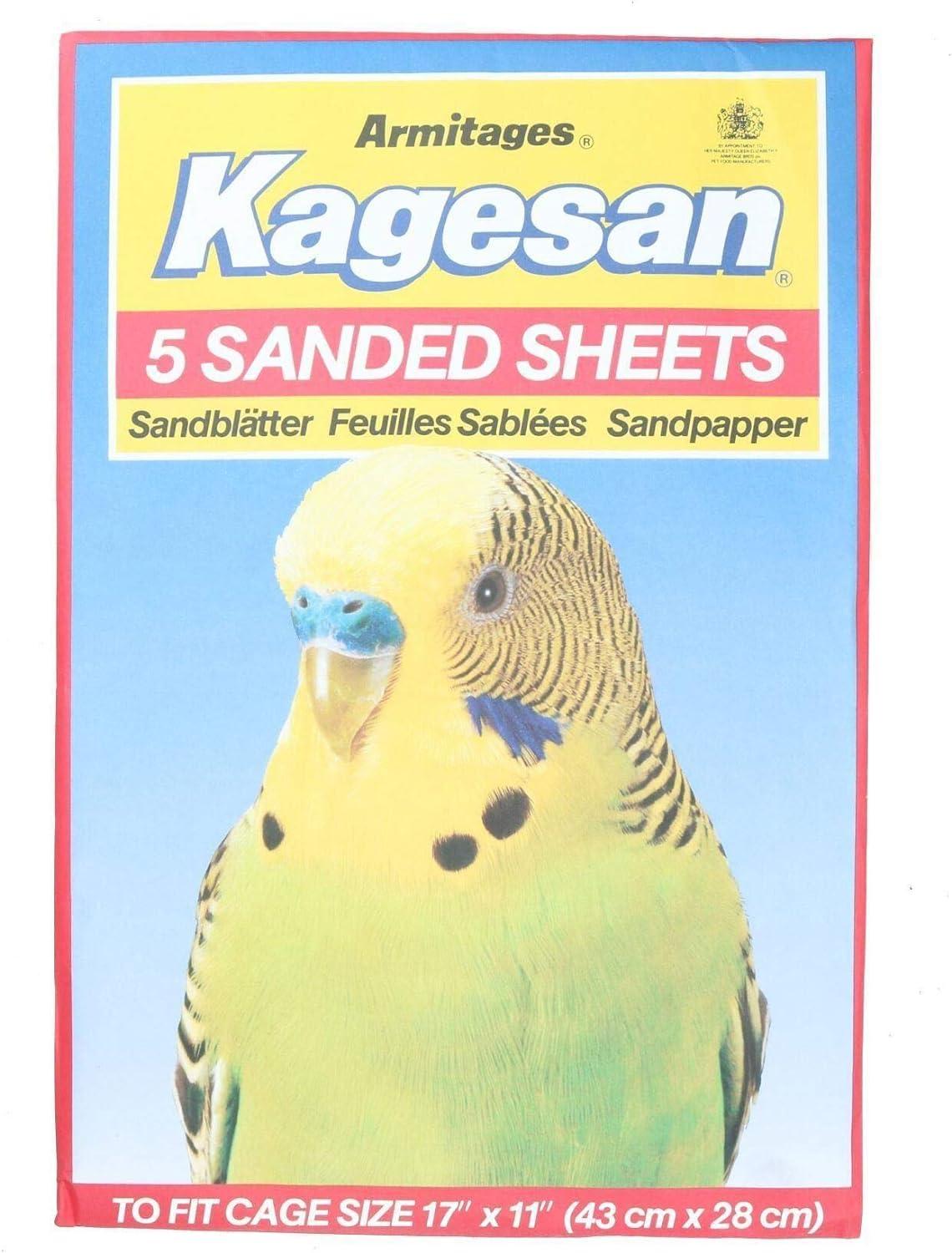 AB Tools 20 Sanded Sheets Sandpaper Cage Lining Budgies Caged Birds 28x43cm