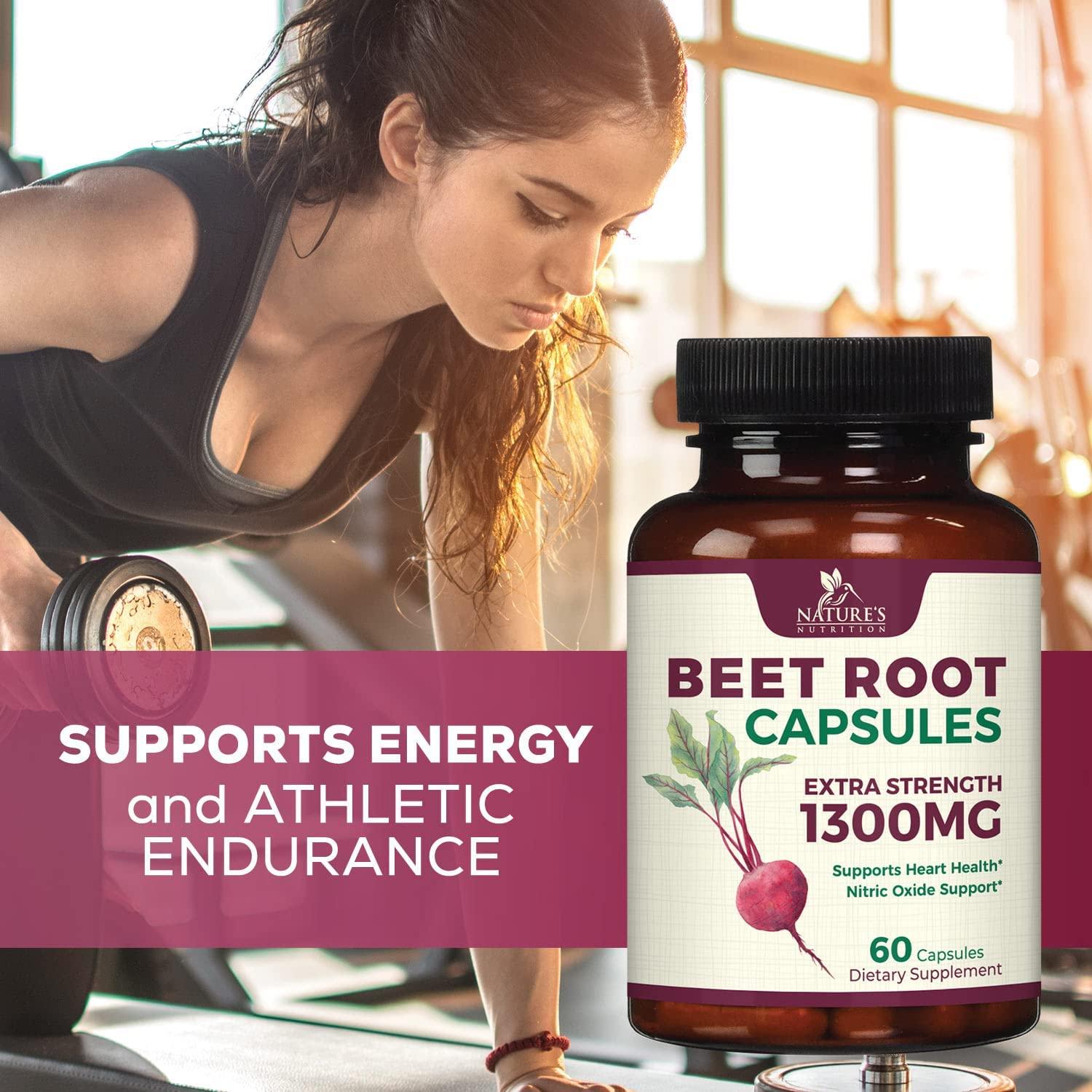 Beet Root Capsules 1300mg Per Serving Natural Beetroot Powder Extract USA Bottled Vegan