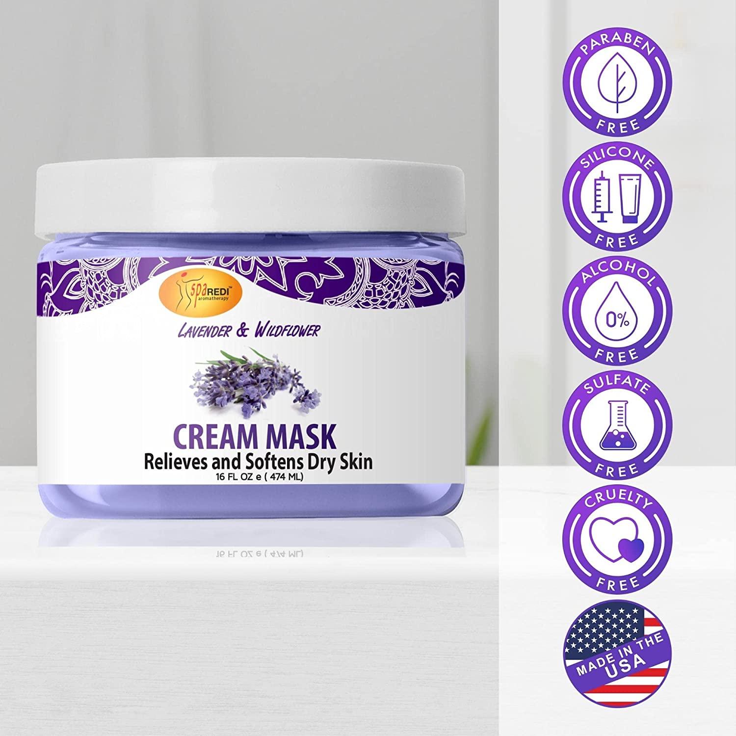SPA REDI Body and Foot Cream Mask, Lavender and Wildflower, 16 Oz