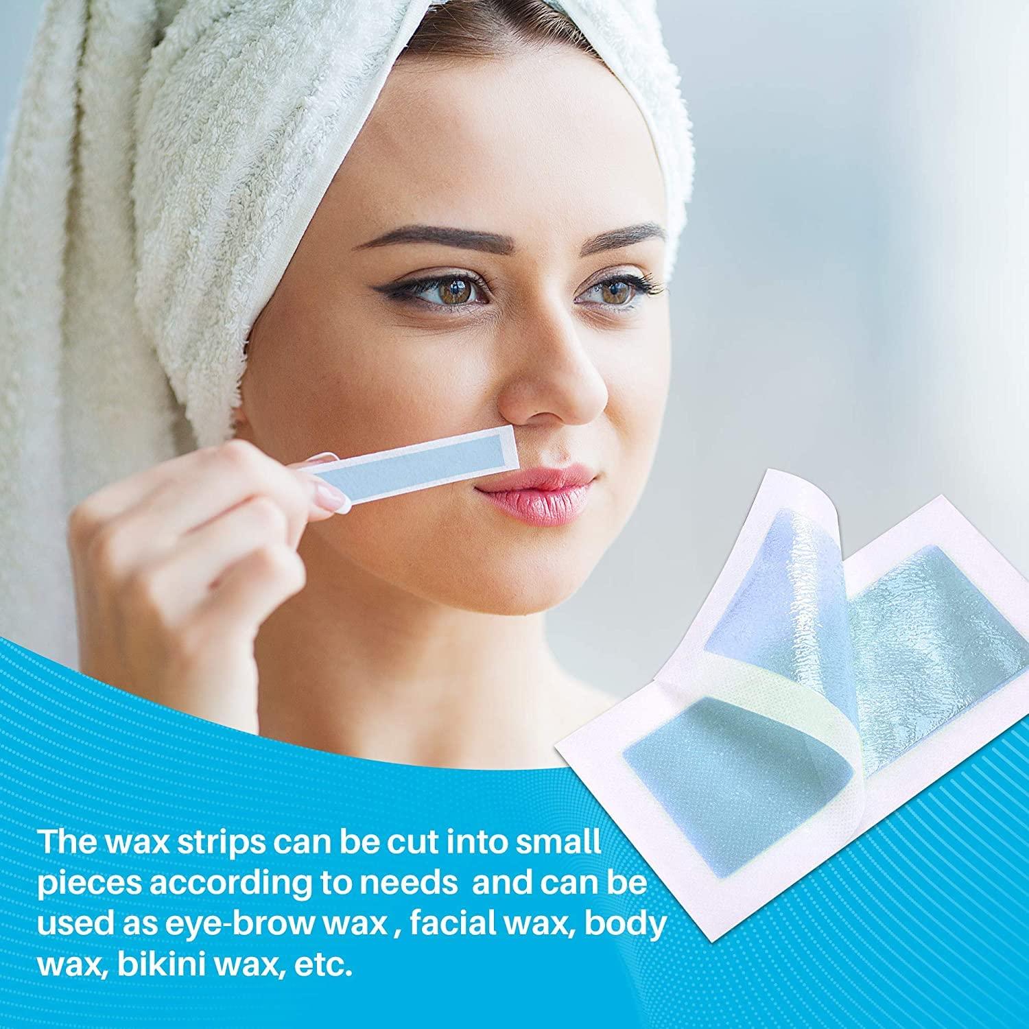Hair Removal Wax Strips – Wax Strips for Arms, Legs, Underarm Hair,  Eyebrow, Bikini, and Brazilian Hair Removal Contains 64 Strips , with 6  Calming Oil Wipes