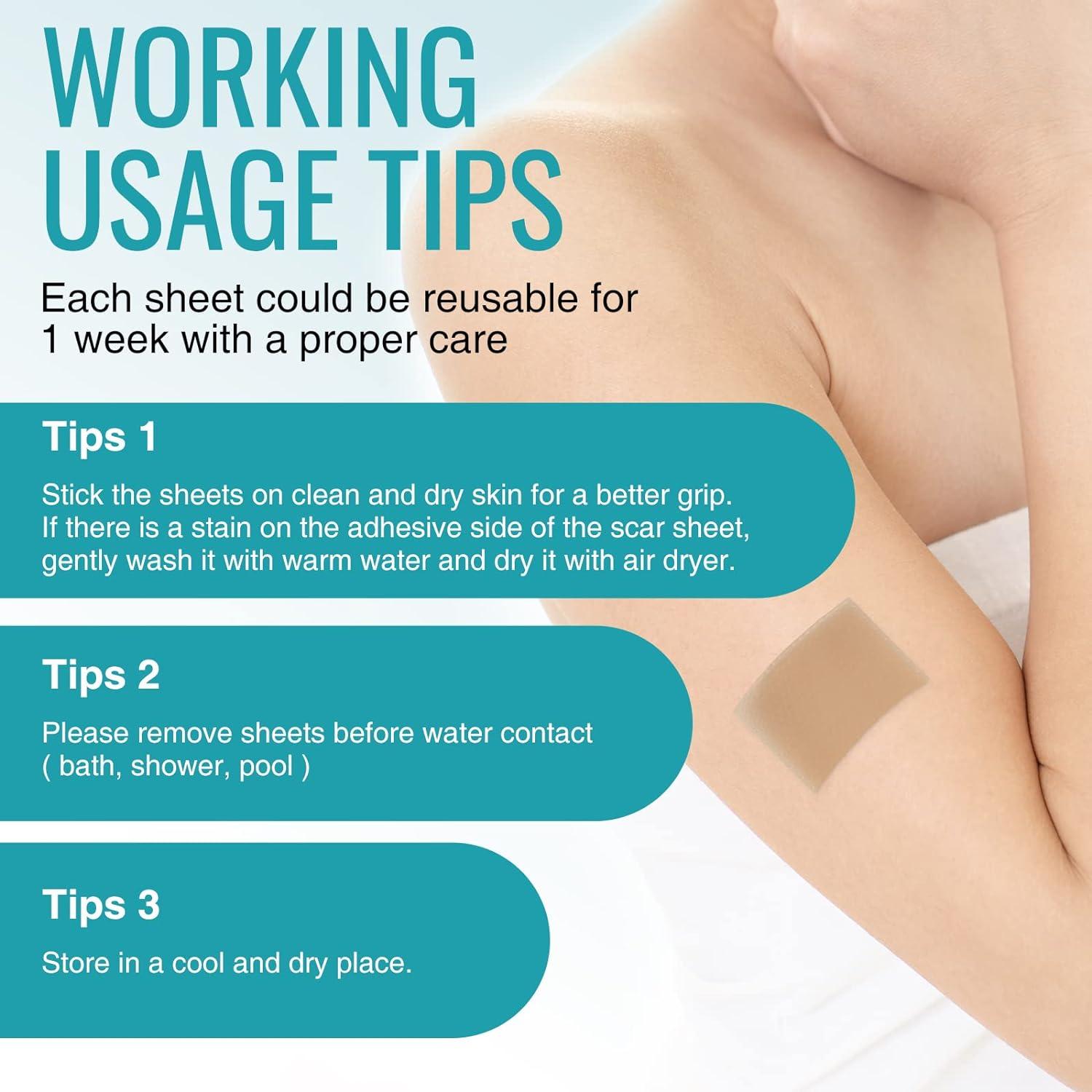 Scar Away Extra Strength Silicone Scar Sheets 4 Pack Reusable Medical